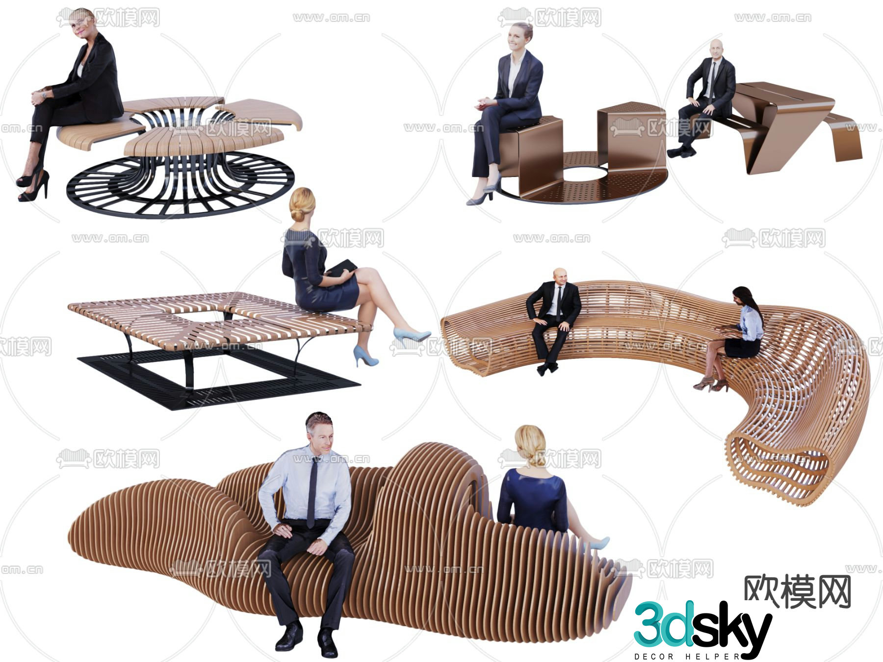 Outdoor chair special-shaped chair public chair landscape seat 3D model