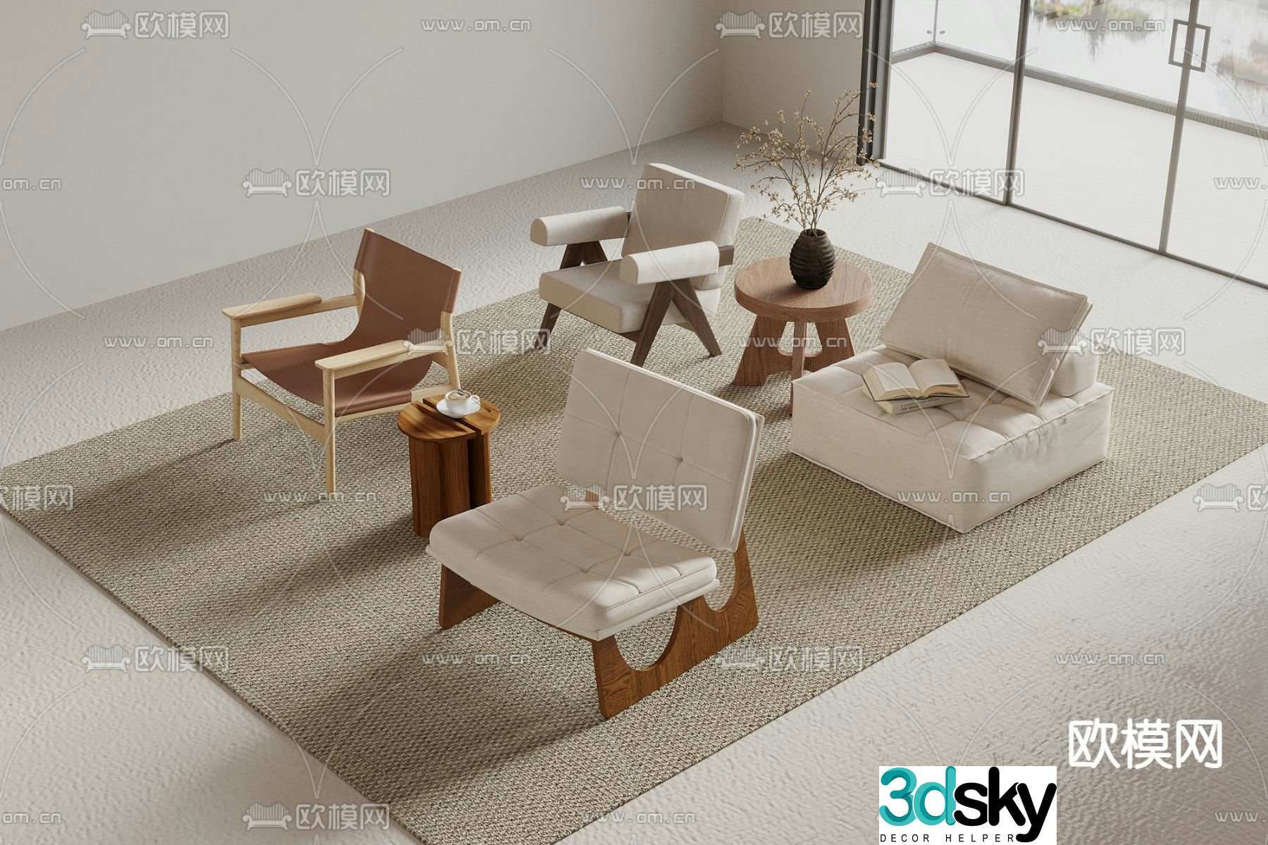 Medieval style chair leisure chair 3d model