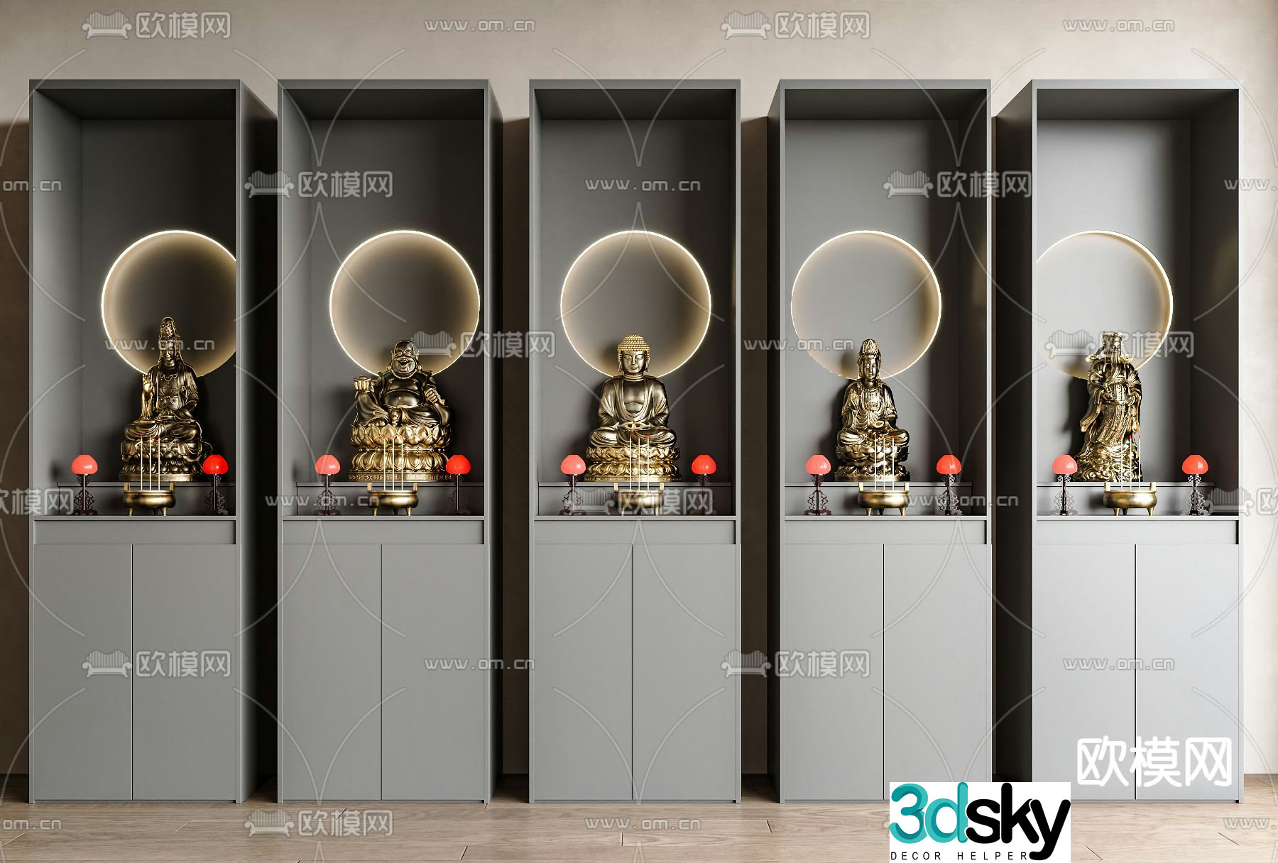 Buddhist niche shrine sacred cabinet 3d model