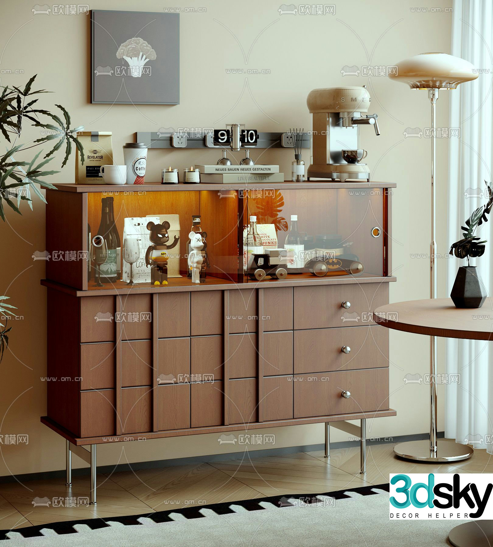 Medieval style sideboard 3d model