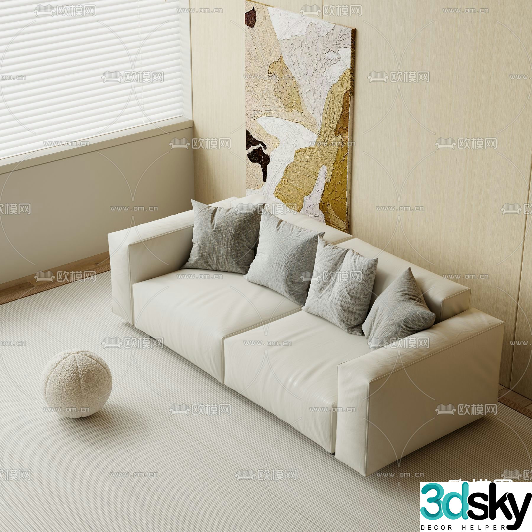 Double sofa upholstered sofa 3d model