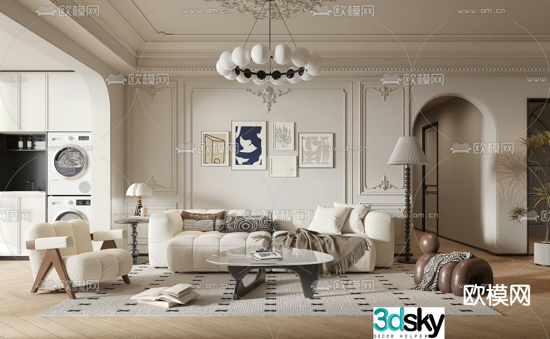 French living room 3d model