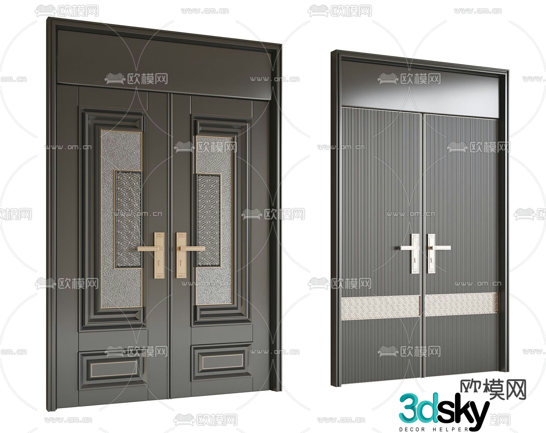 Entry door double-open door security door open ceiling door 3D model