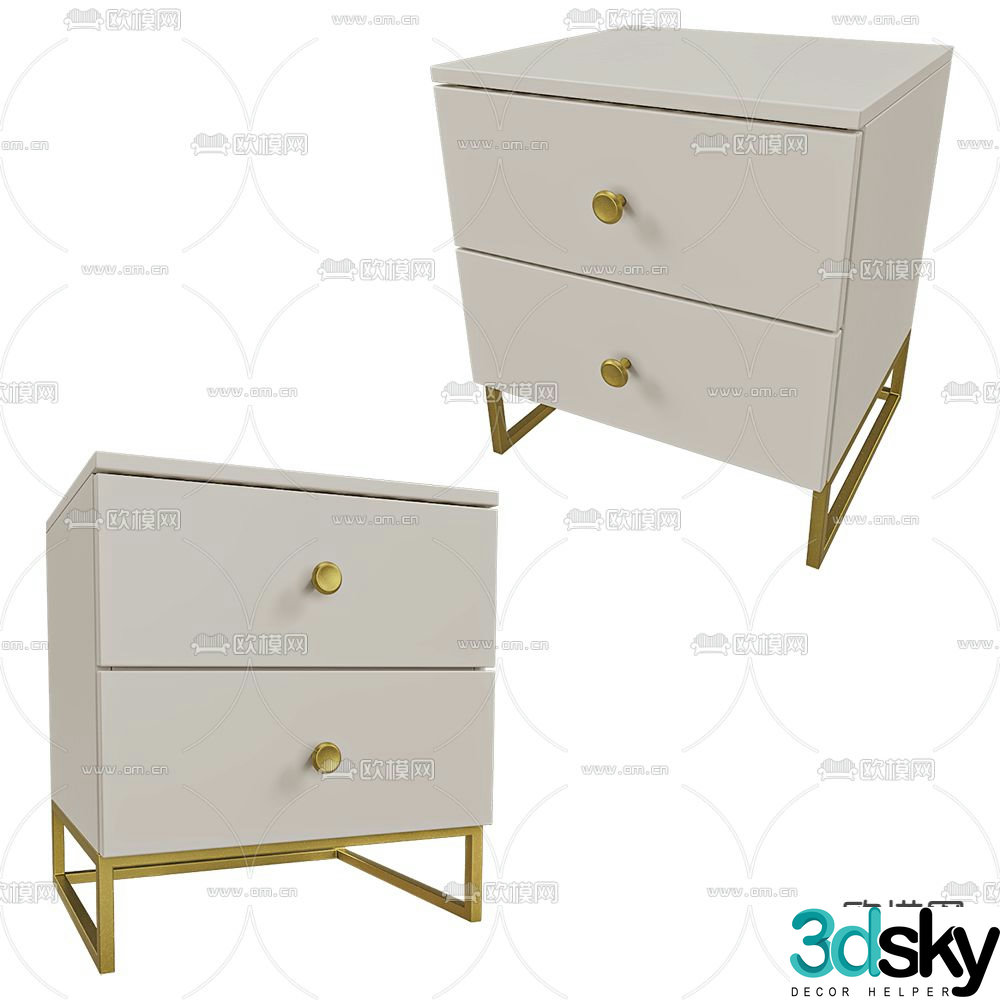 Mister light luxury bedside table 3D model