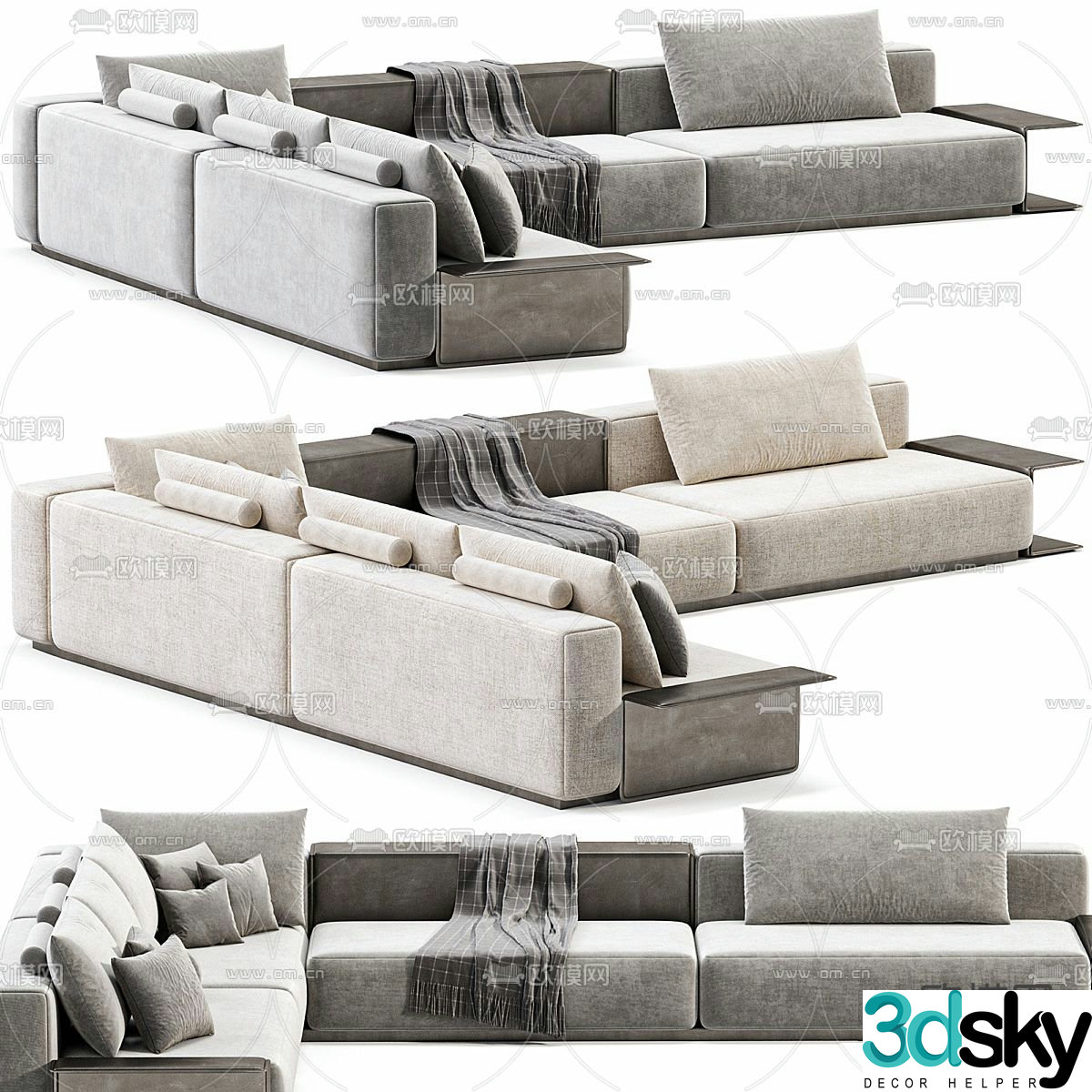 Multi-person sofa corner sofa 3d model