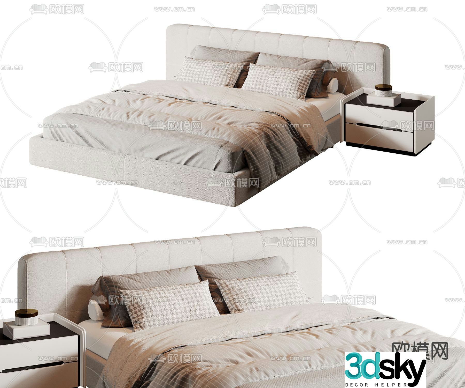Modern double bed 3d model Modern double bed 3d model