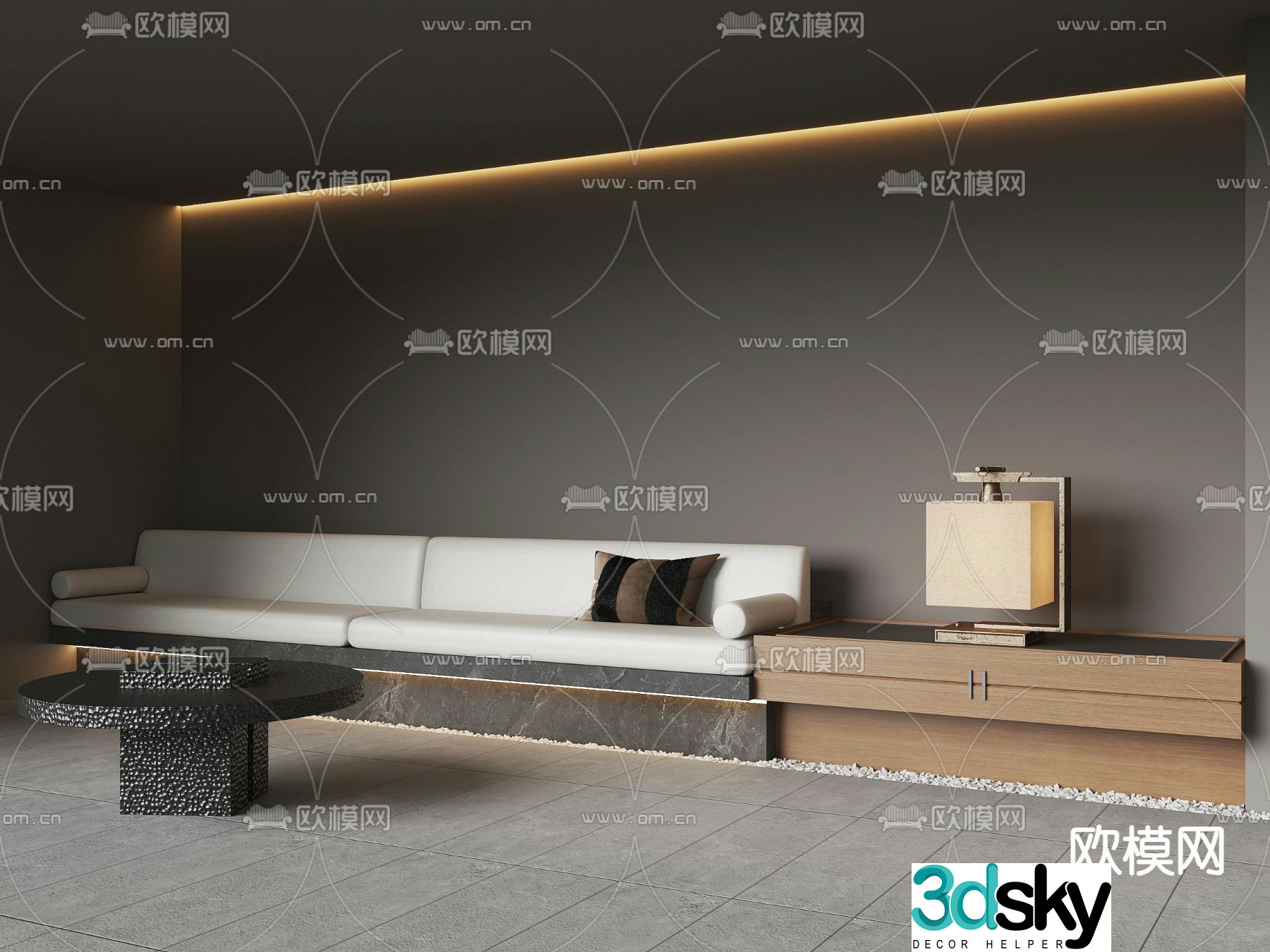 Double sofa booth sofa 3d model