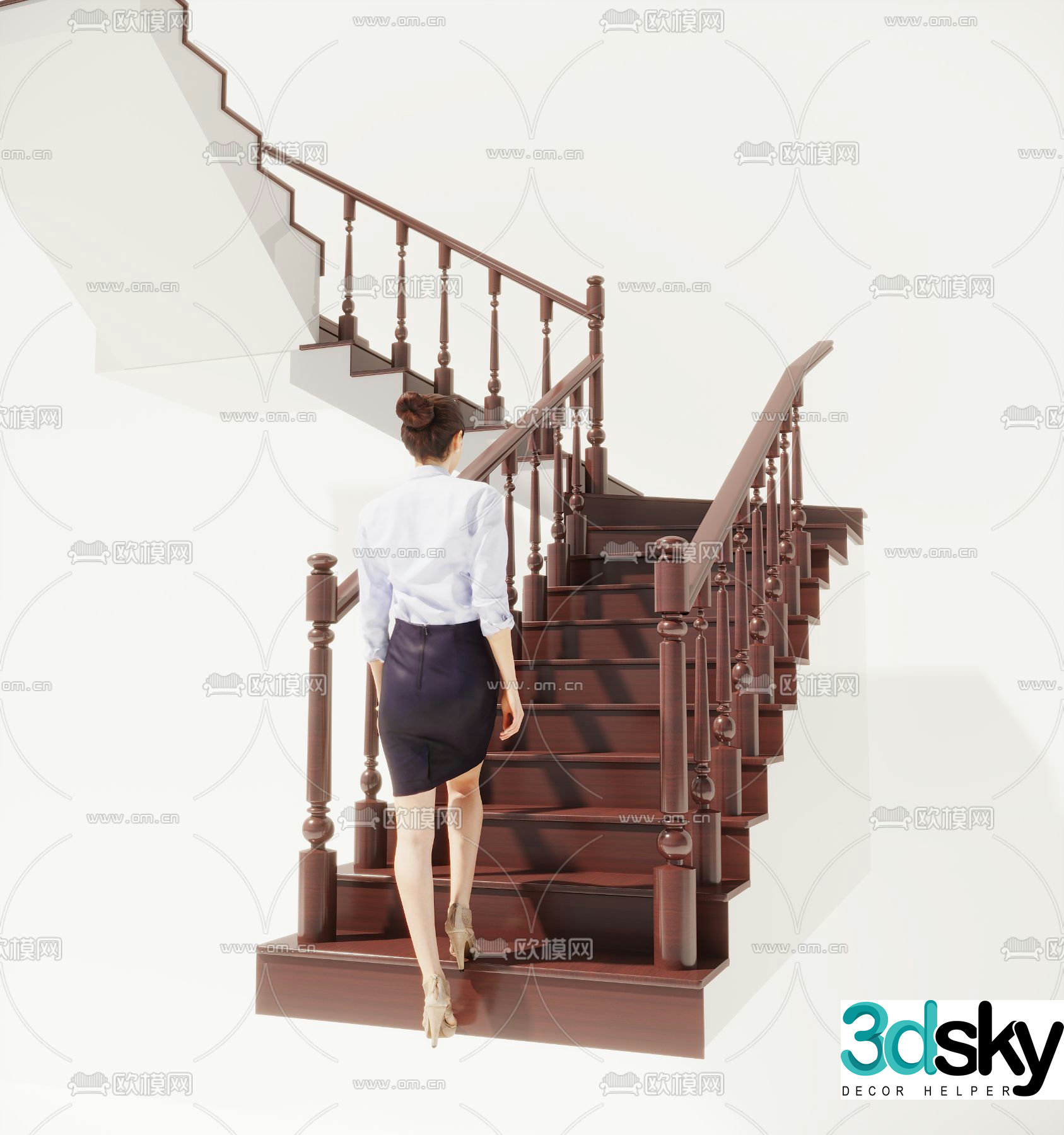 Chinese stairs step 3D model