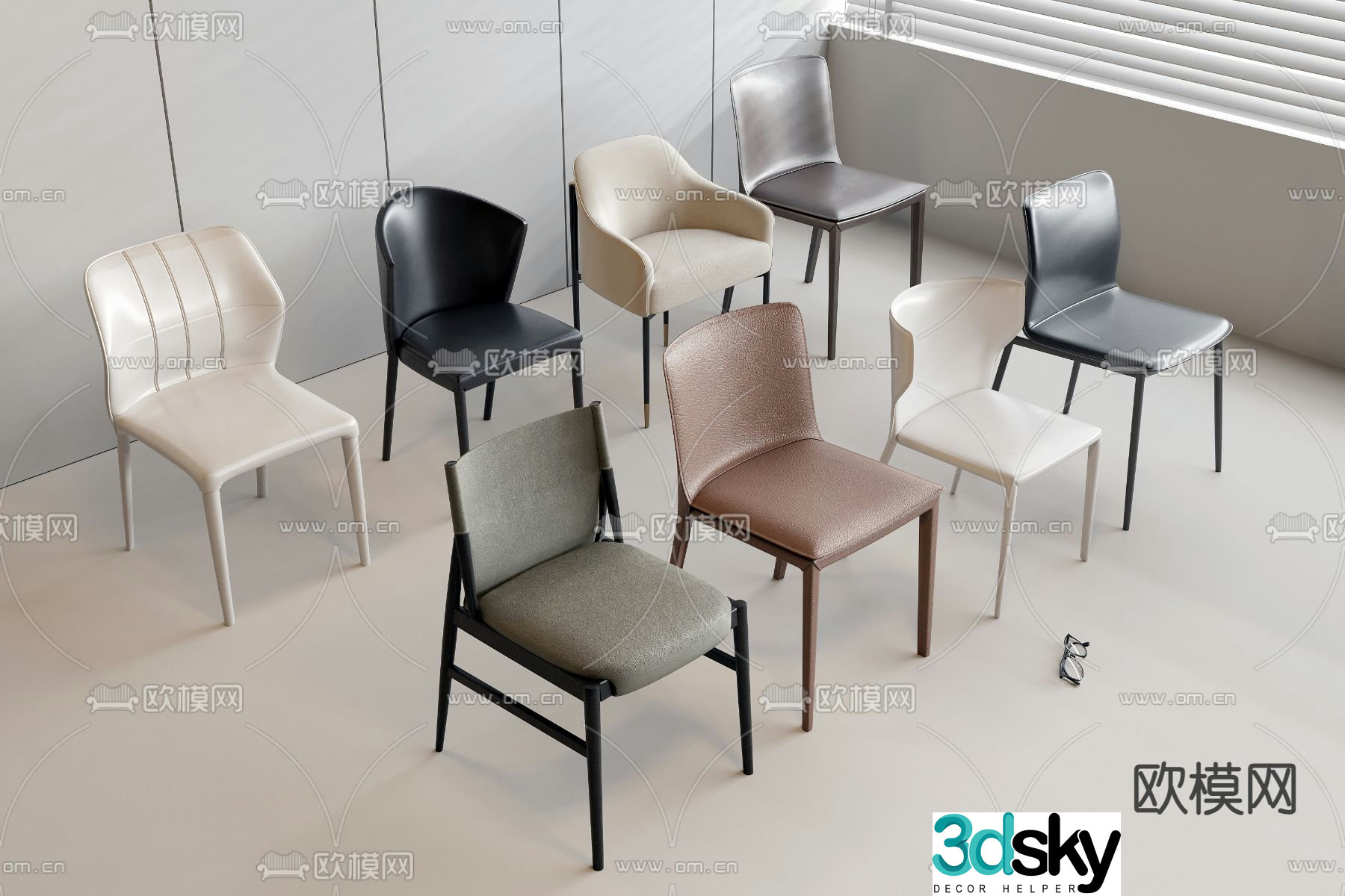 Modern chair dining chair 3d model