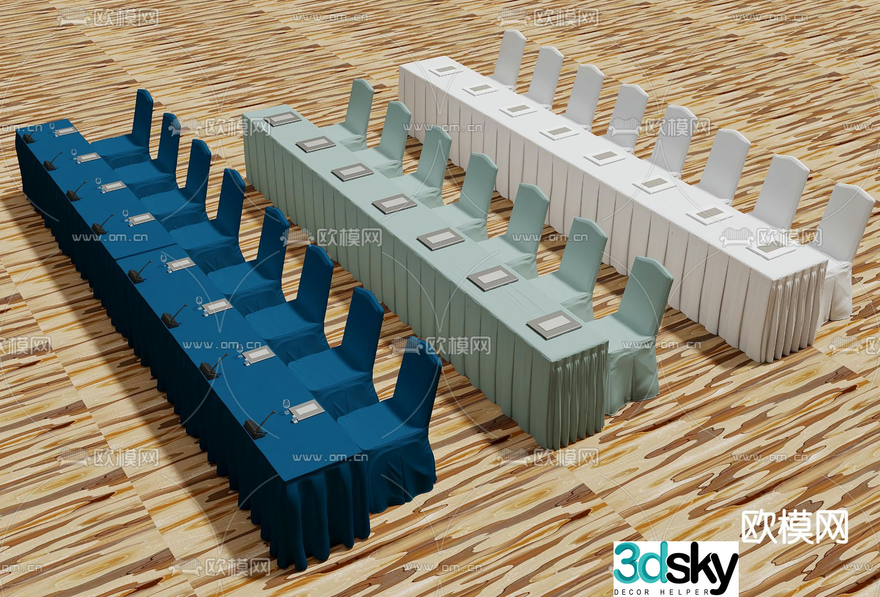 Conference table auditorium tables and chairs banquet tables and chairs 3d model
