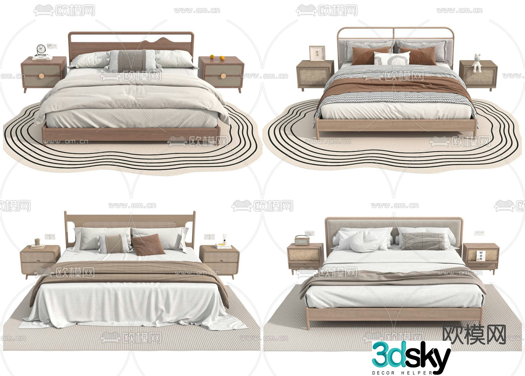 Nordic double bed 3d model