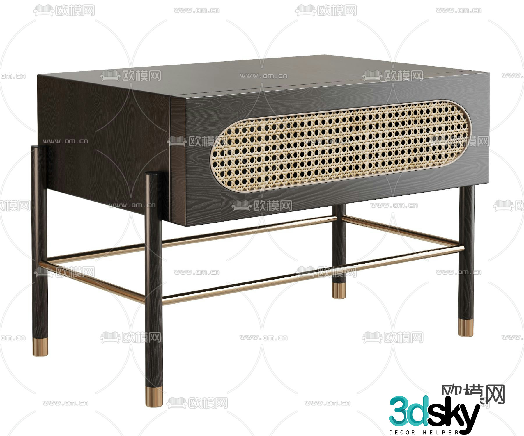 Black Cane bedside table 3d model