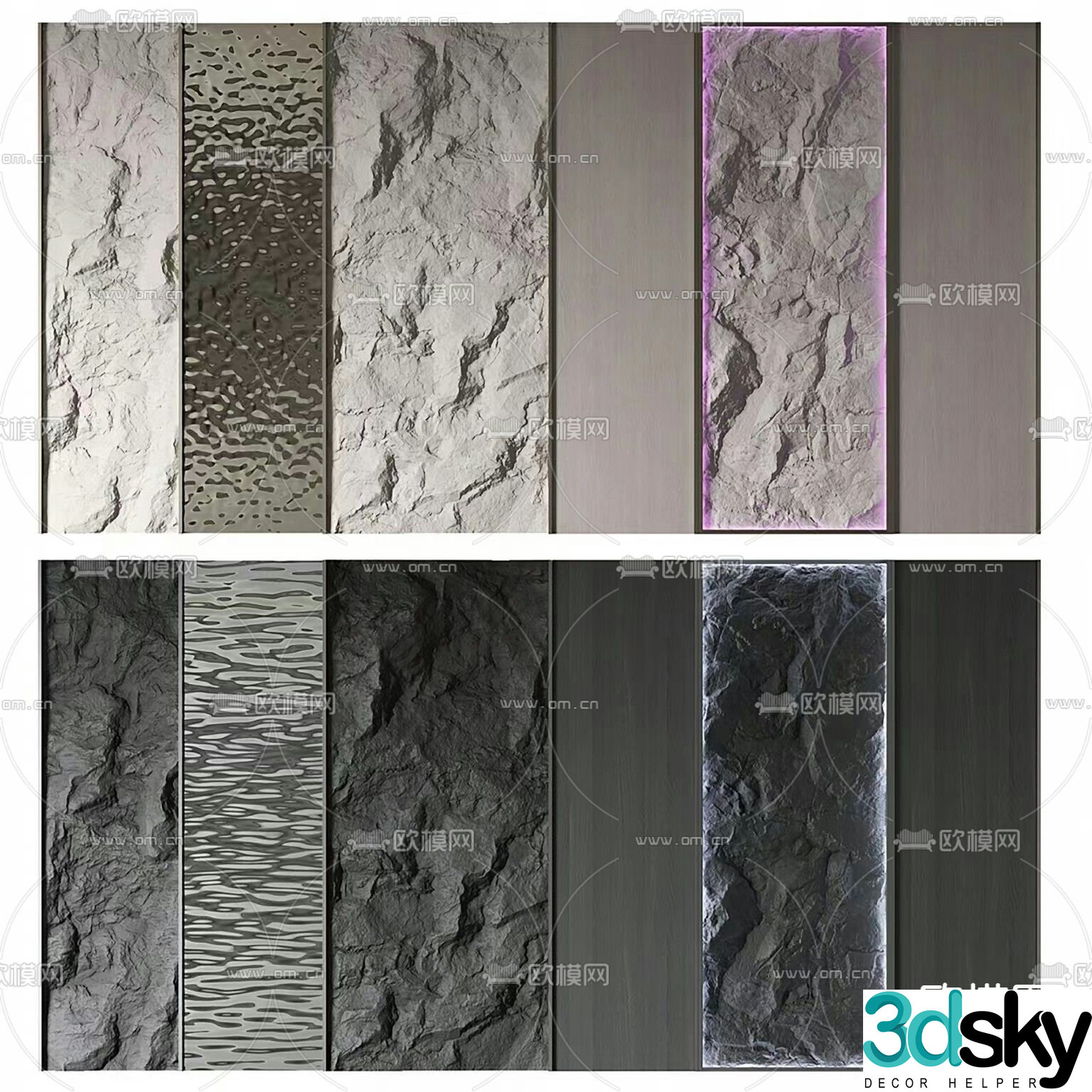 Rock wall rough stone wall wainscoting 3d model