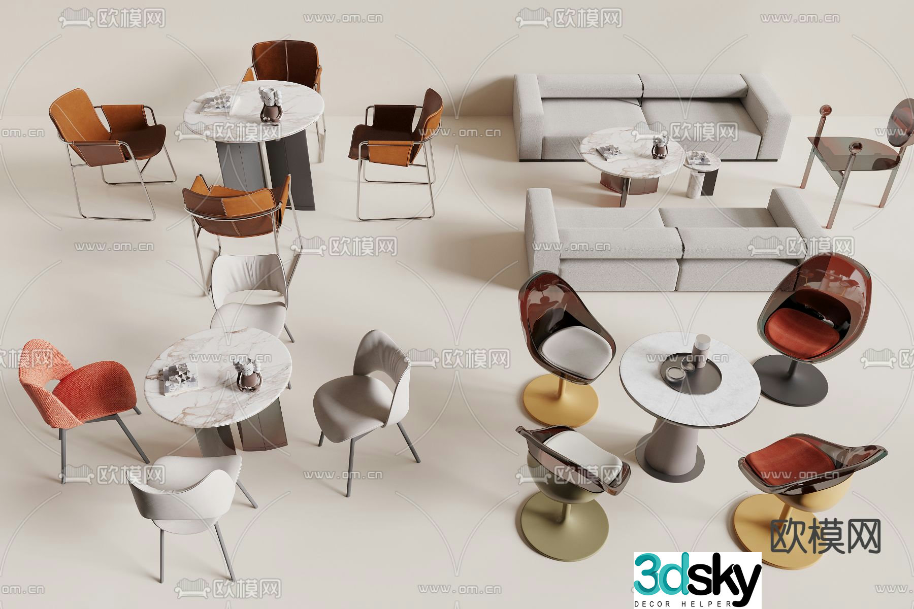Leisure table and chair negotiation table and chair 3D model