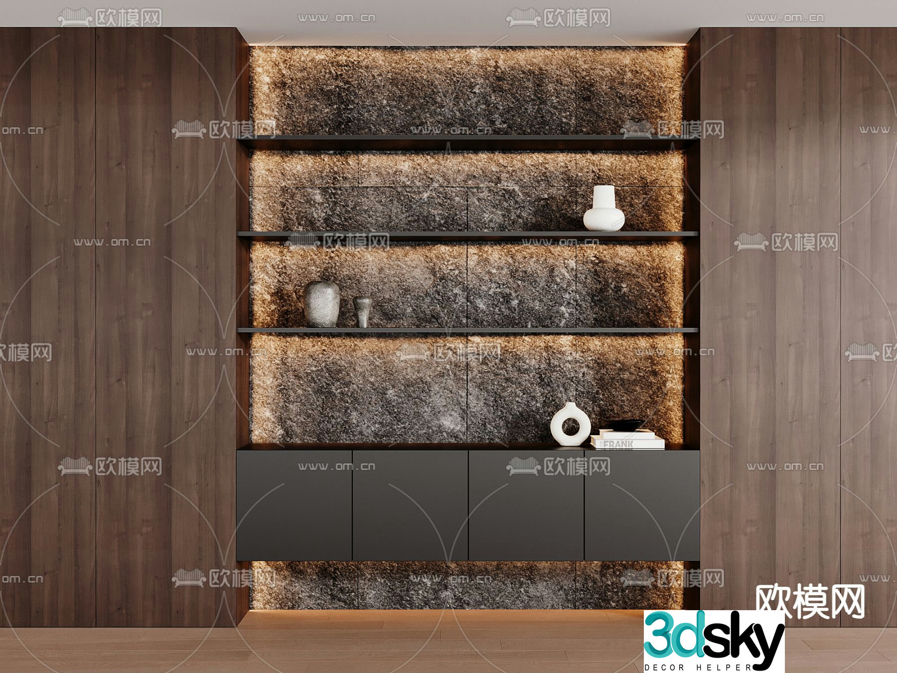 Modern decorative cabinet storage rack display rack 3D model