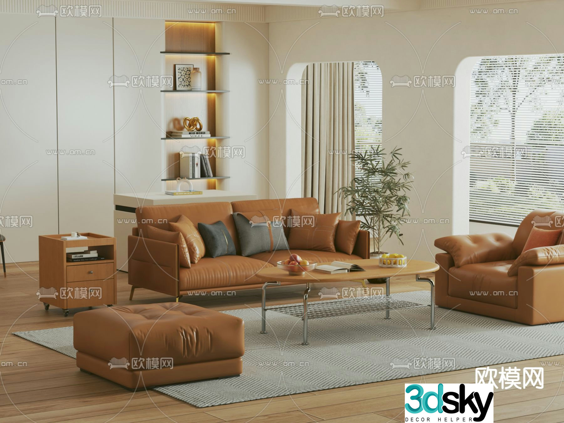 Cream style modular sofa 3d model