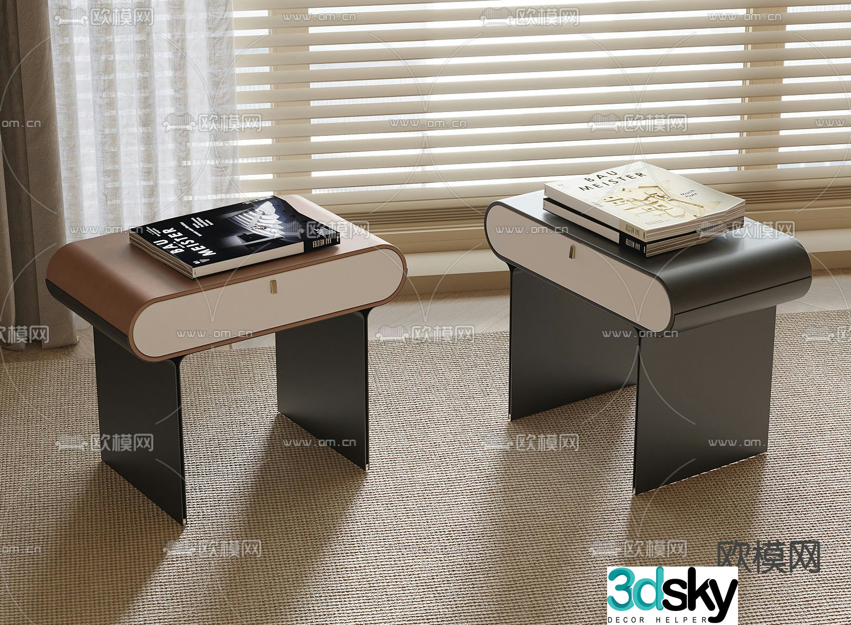 Medieval style bedside table 3d model