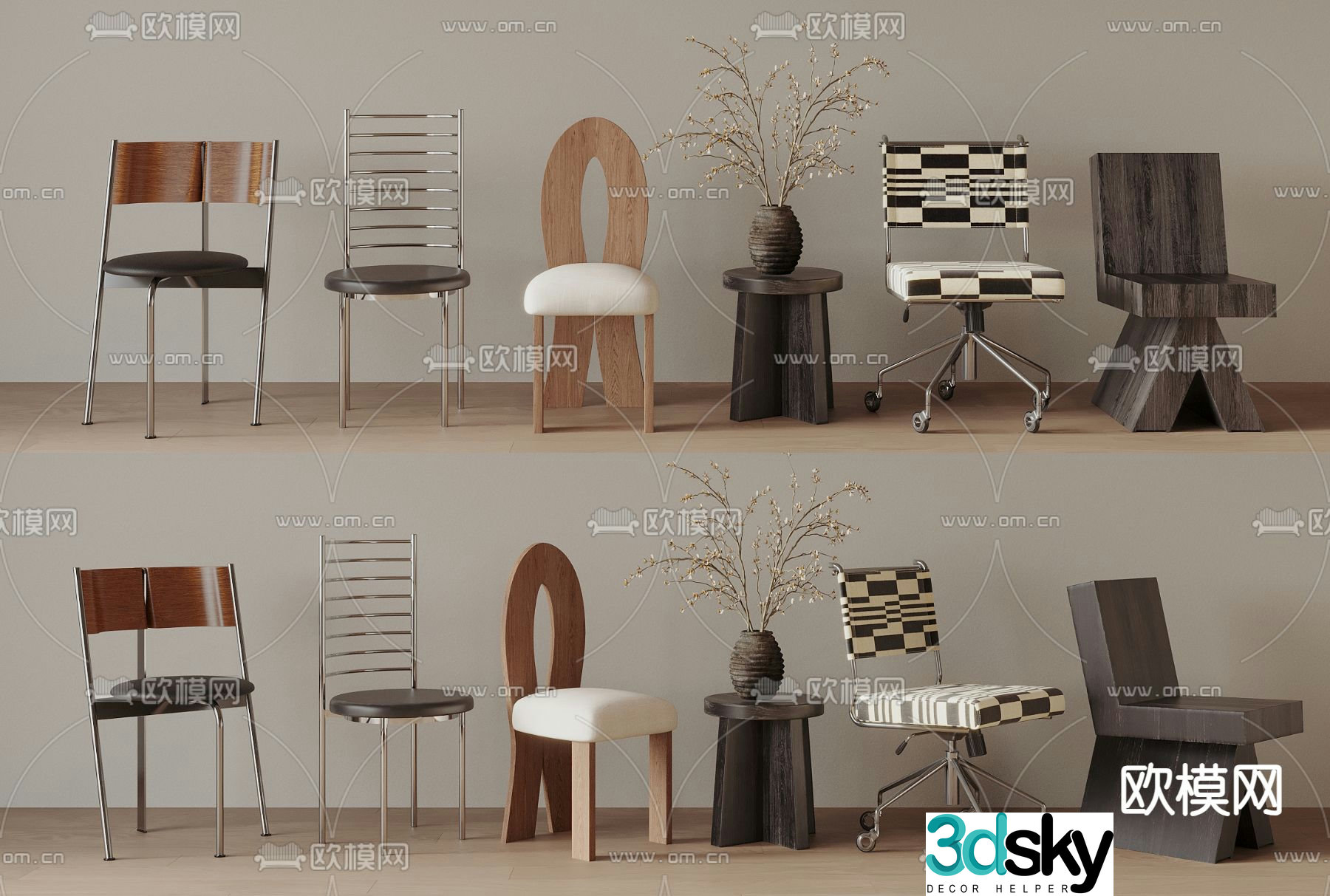 Medieval style chair dining chair 3d model