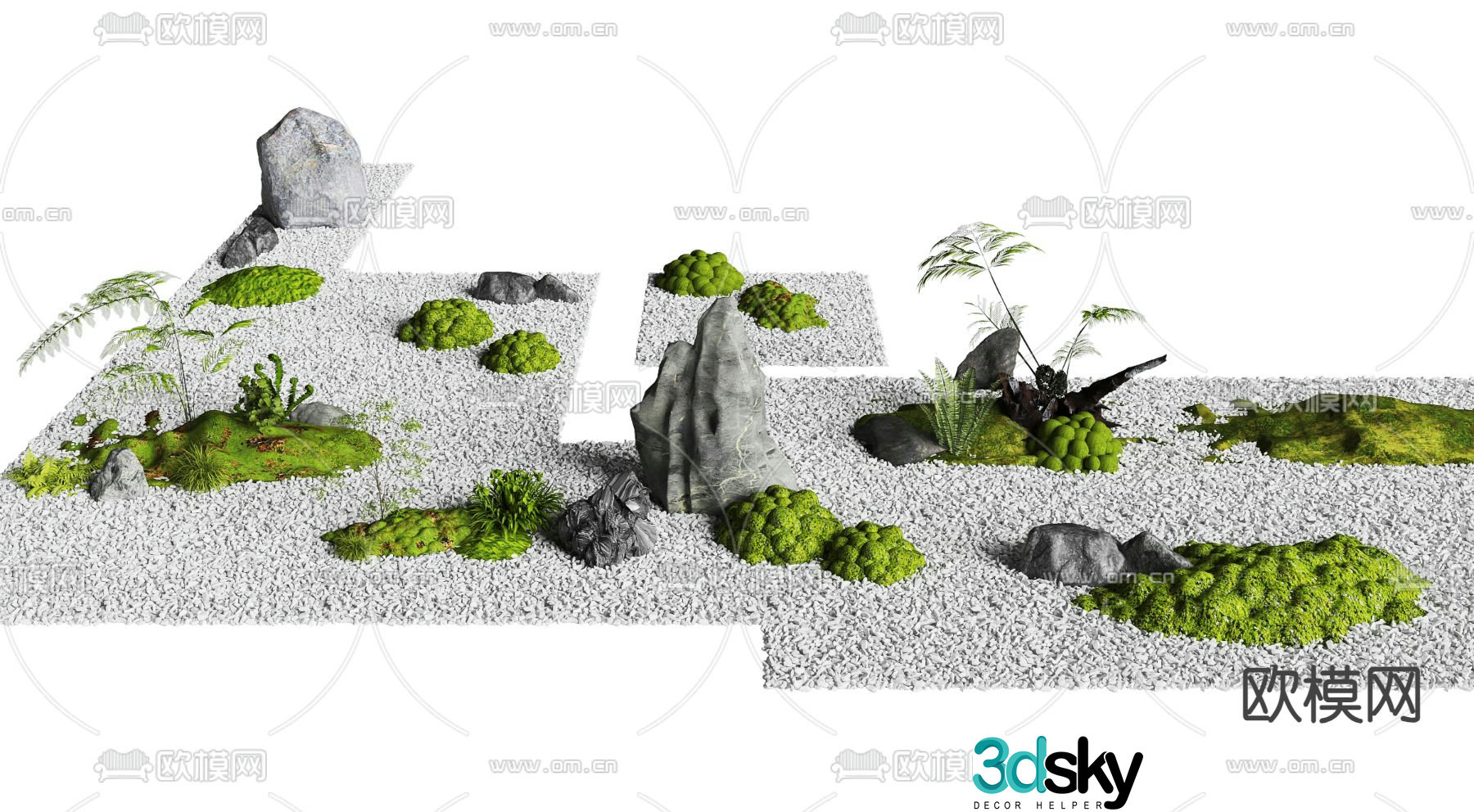 Landscape sketch moss stone 3d model