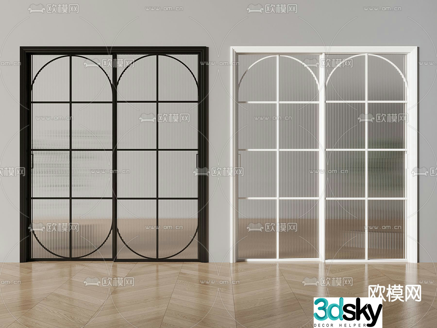 French kitchen and bathroom door balcony door sliding door 3d model