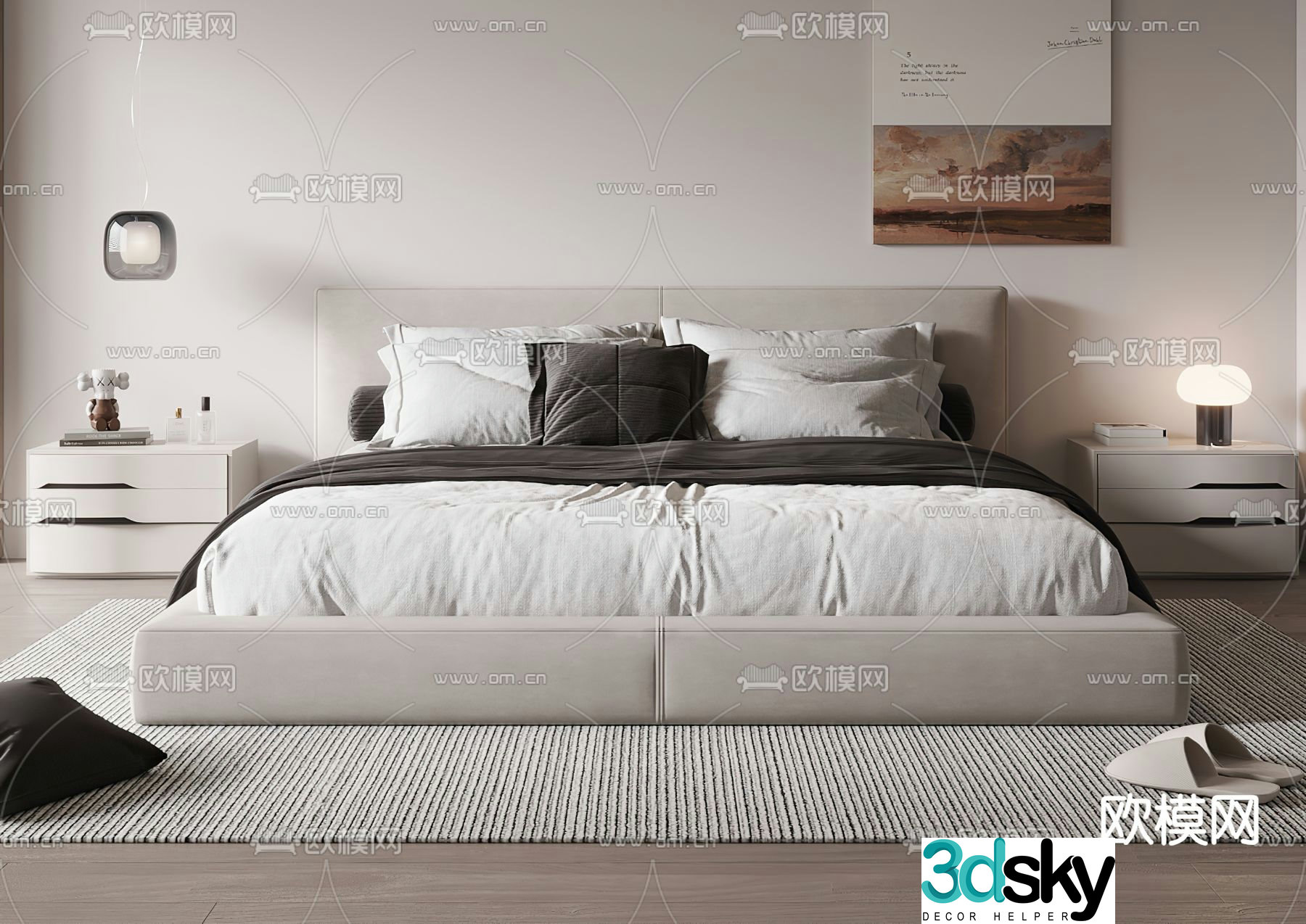 Modern double bed 3d model