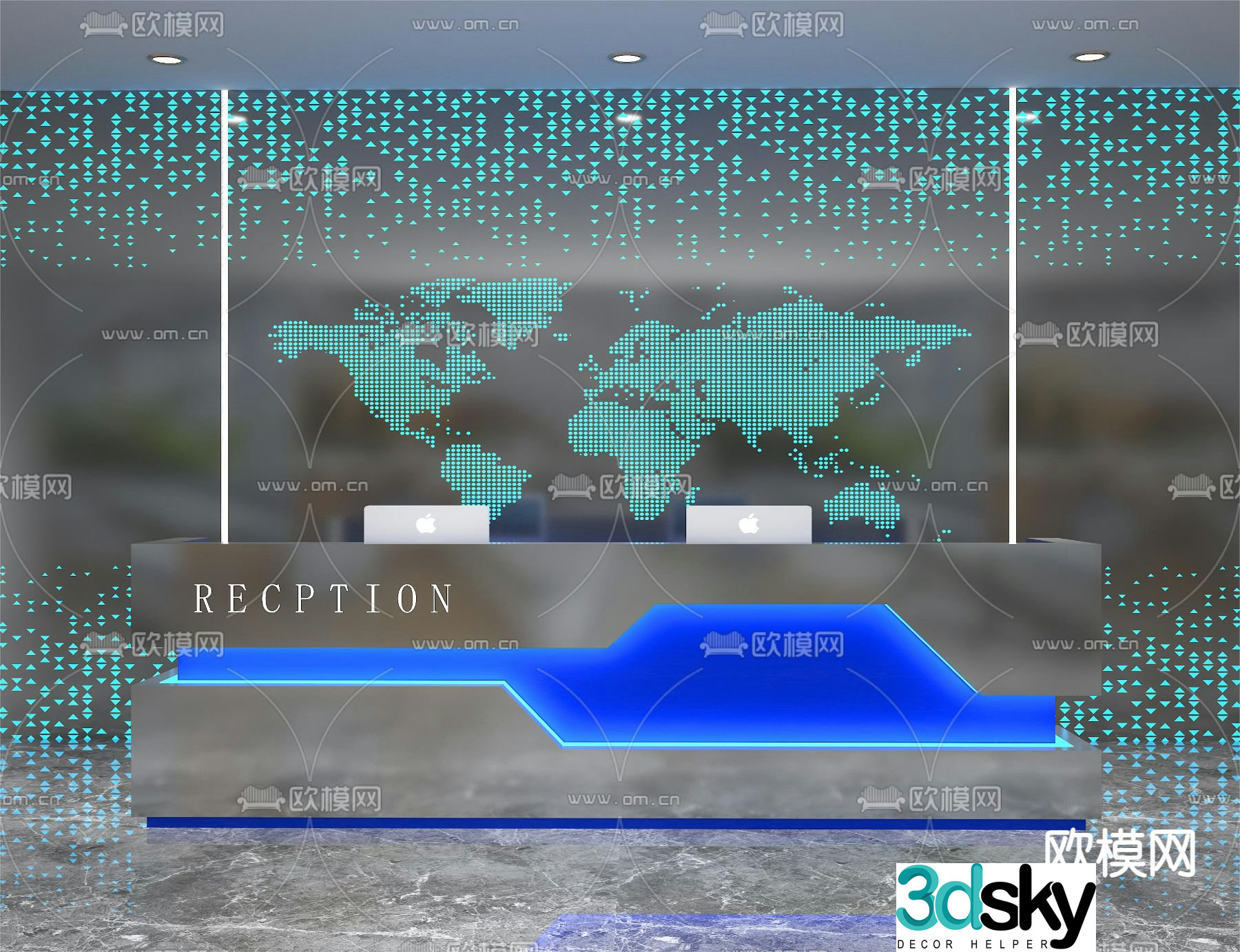 Front desk reception desk service desk information desk 3d model