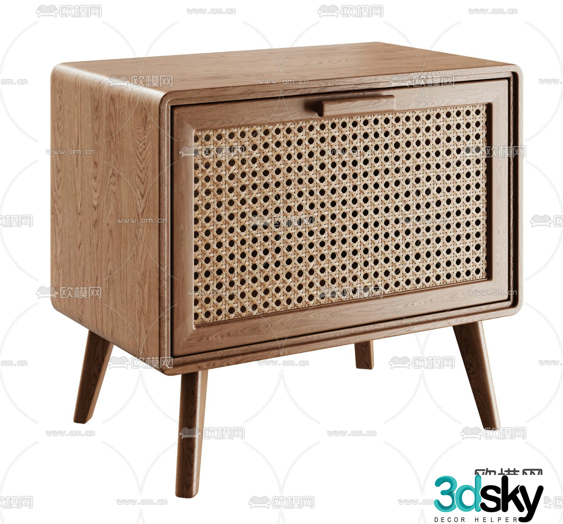 Rattan bedside table 3d model