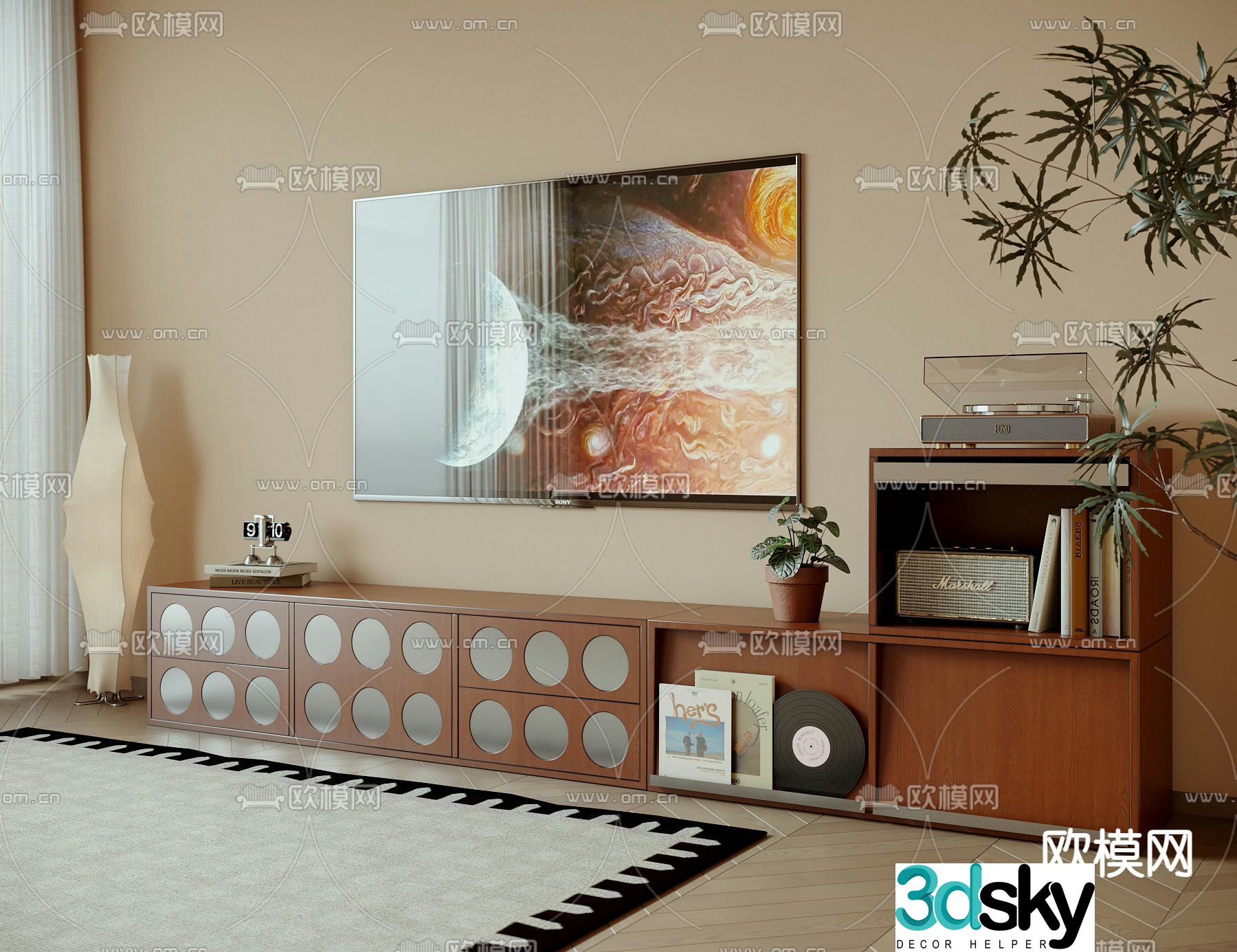 Medieval style TV cabinet 3D model