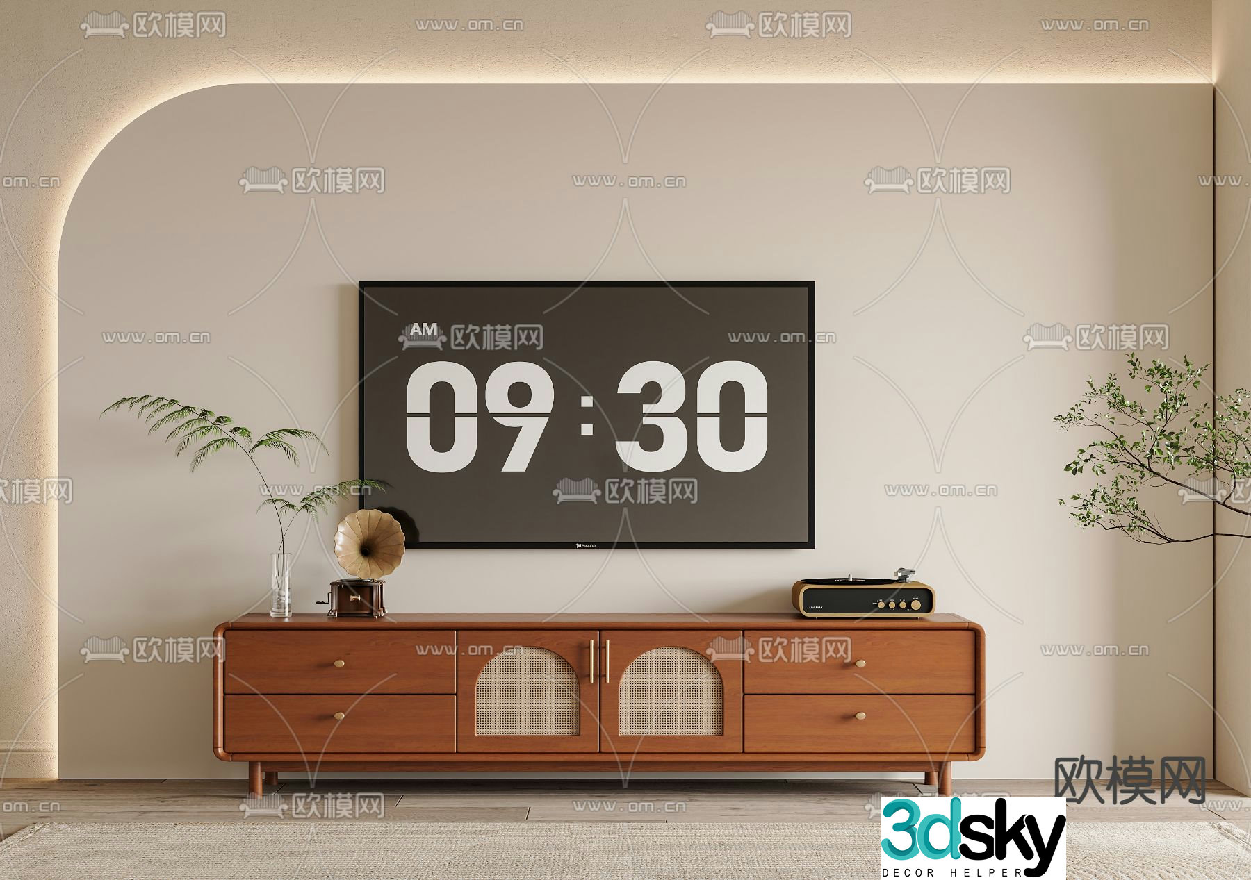 Medieval style TV cabinet 3D model