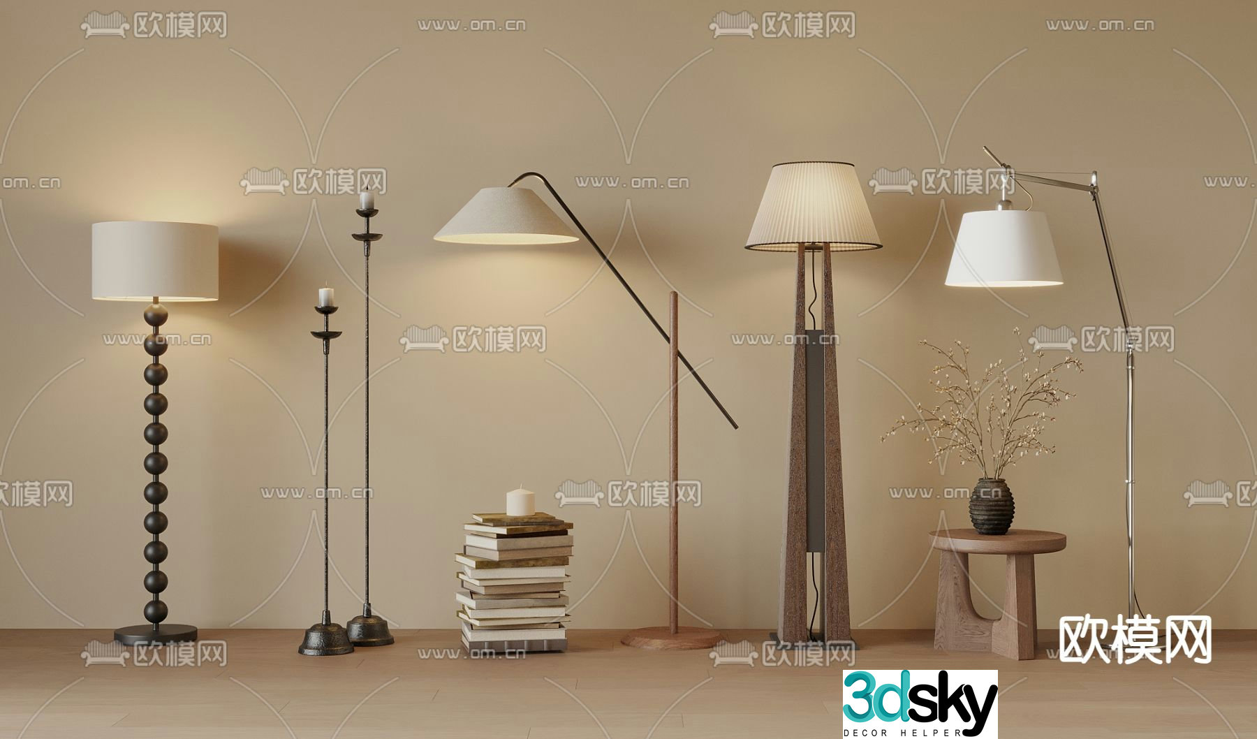 Medieval style floor lamp 3d model