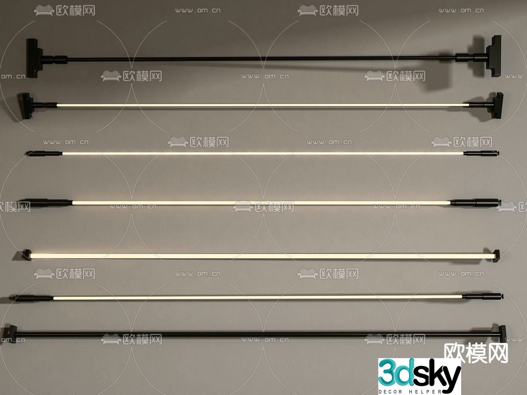 skyline light wire light strip 3d model