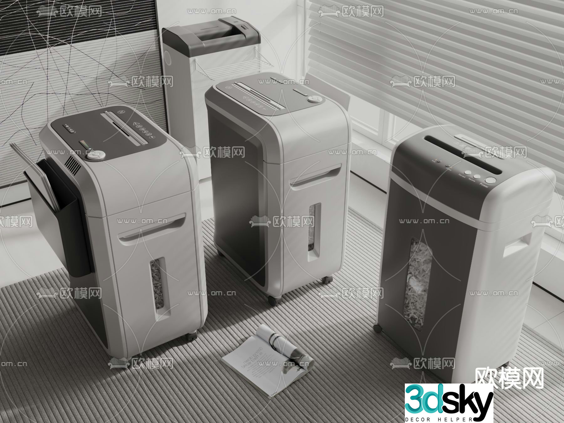Paper shredder office equipment 3d model
