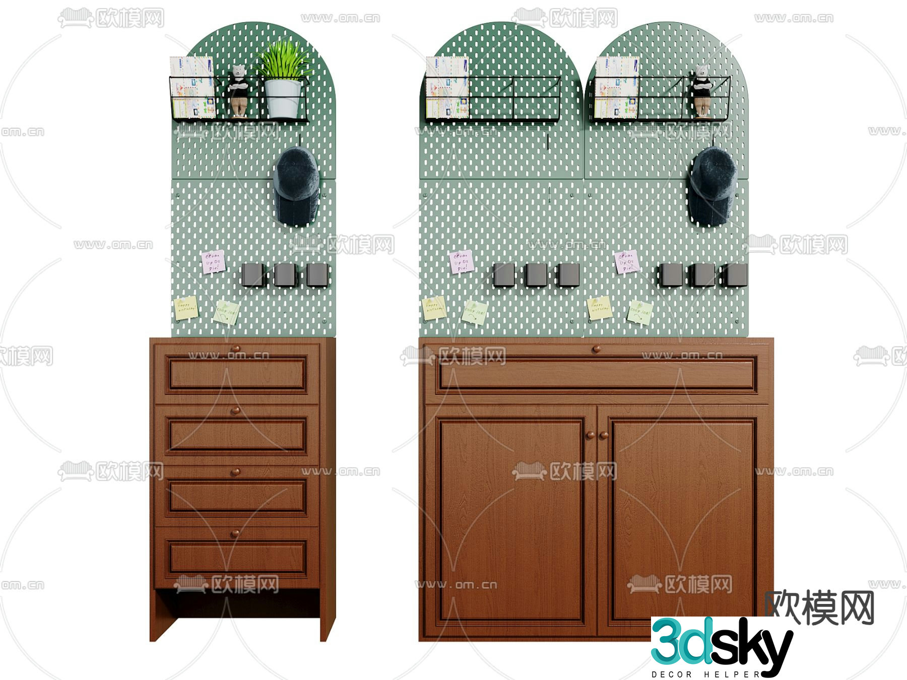 Middle-aged style porch cabinet shoe cabinet 3d model