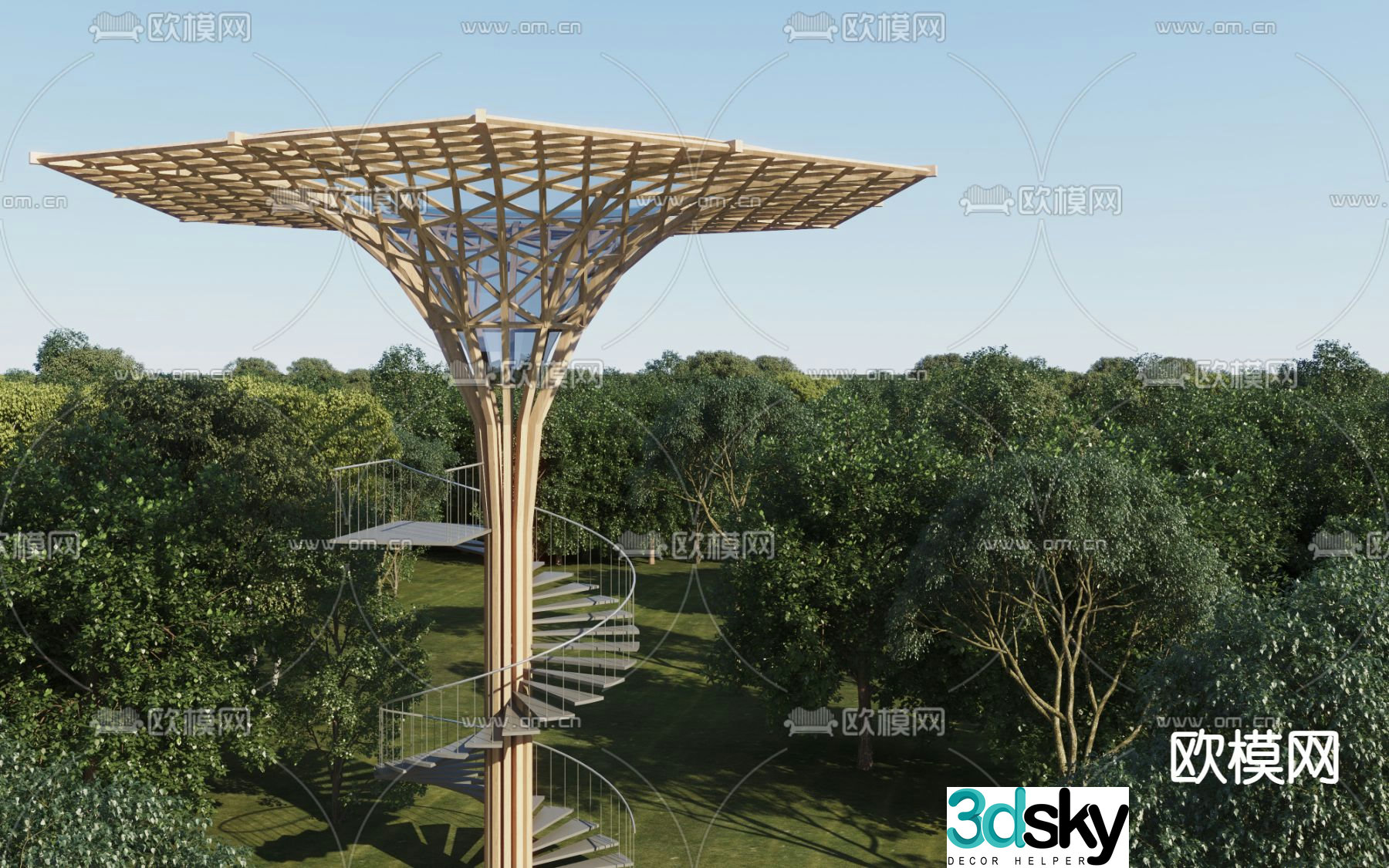 Umbrella landscape platform 3d model