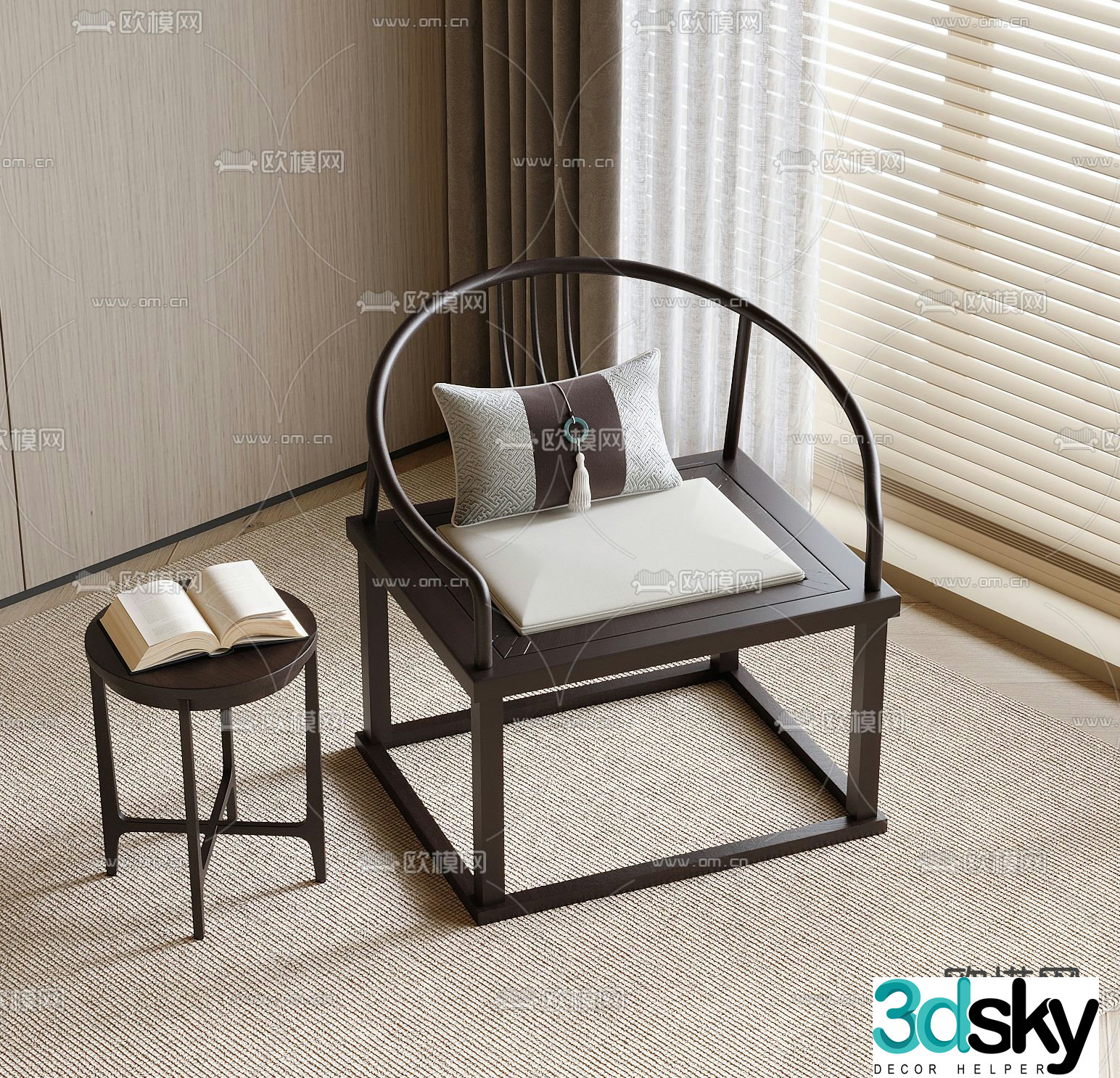 New Chinese style leisure chair single chair 3d model