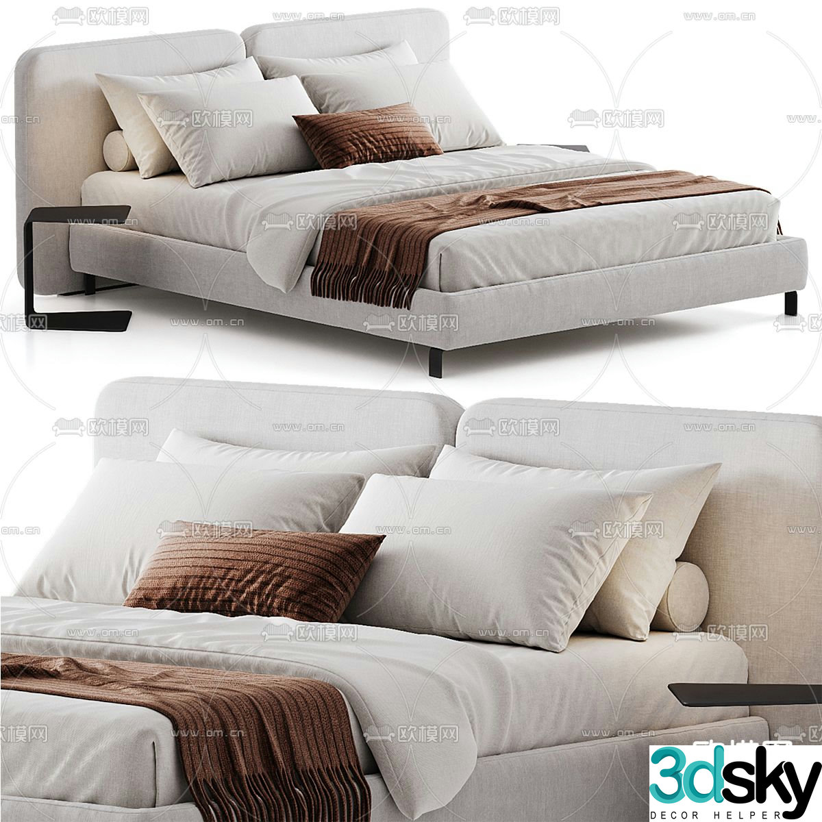 modern double bed 3d model
