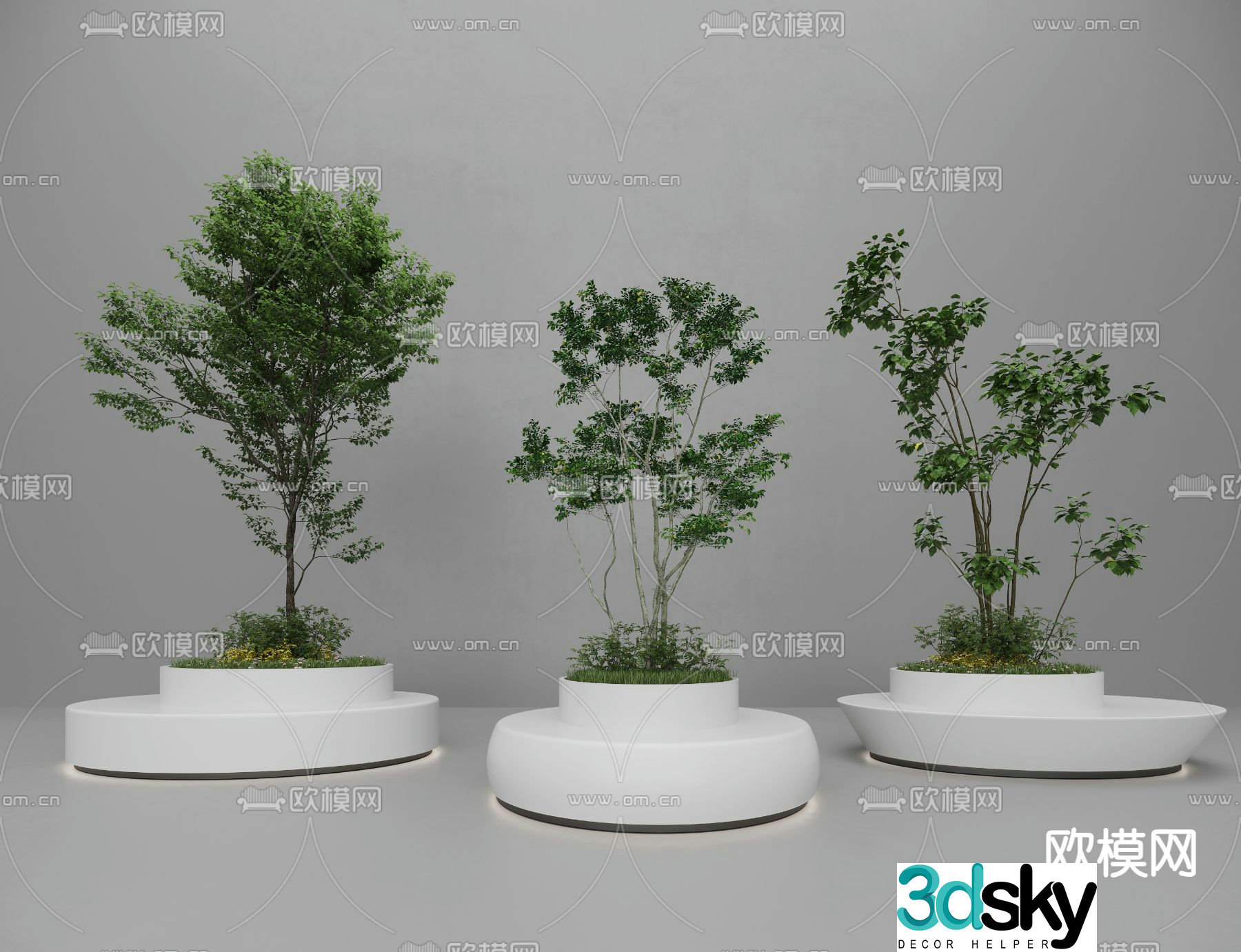 Tree pool chair outdoor chair public seat 3d model