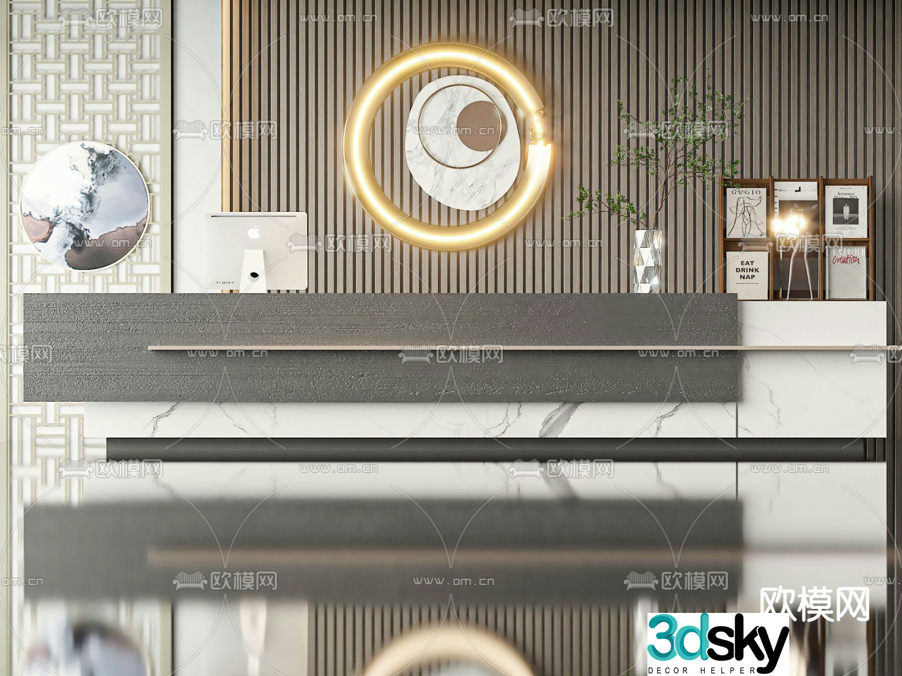 Front desk reception desk 3d model