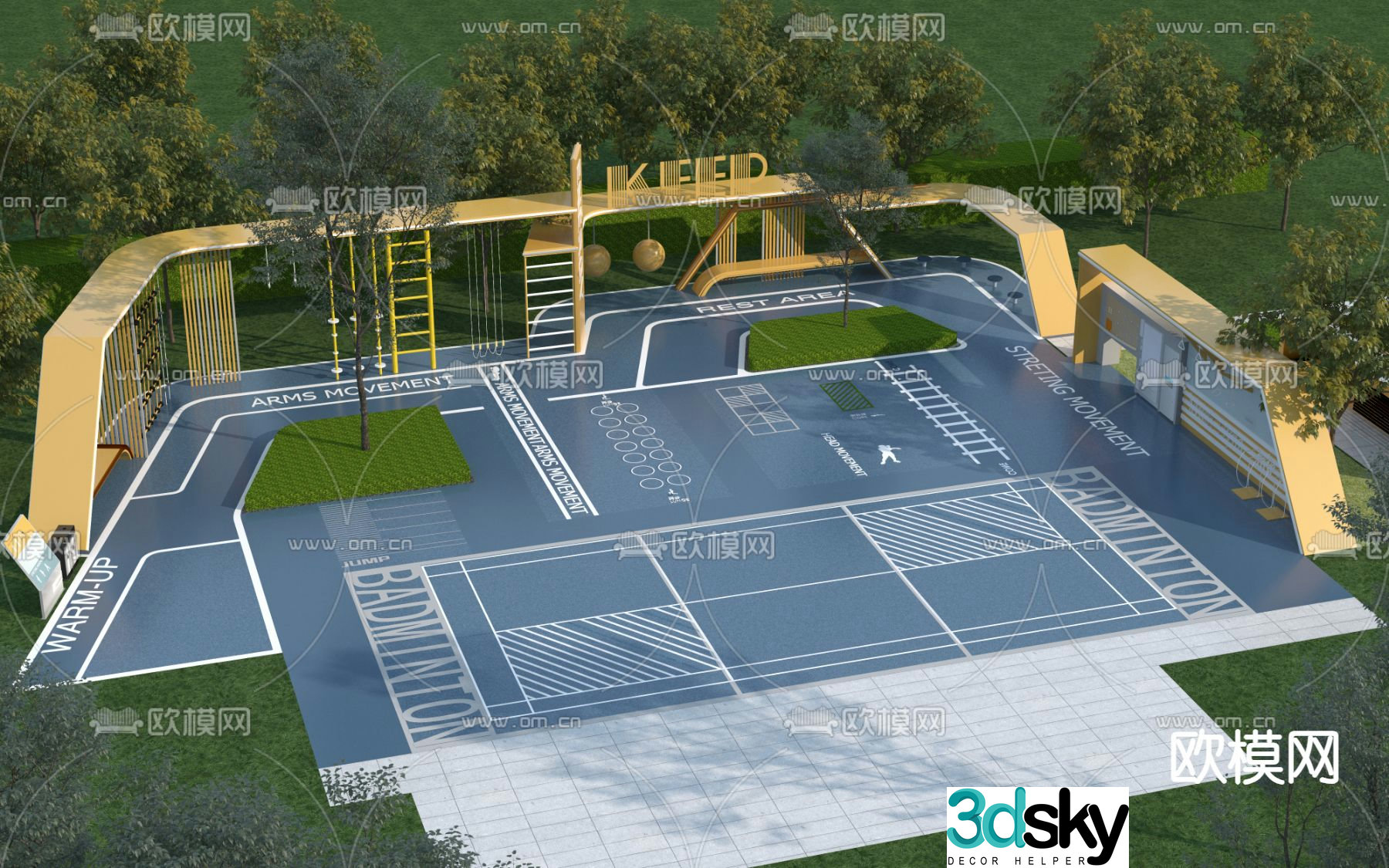 Outdoor sports park 3d model