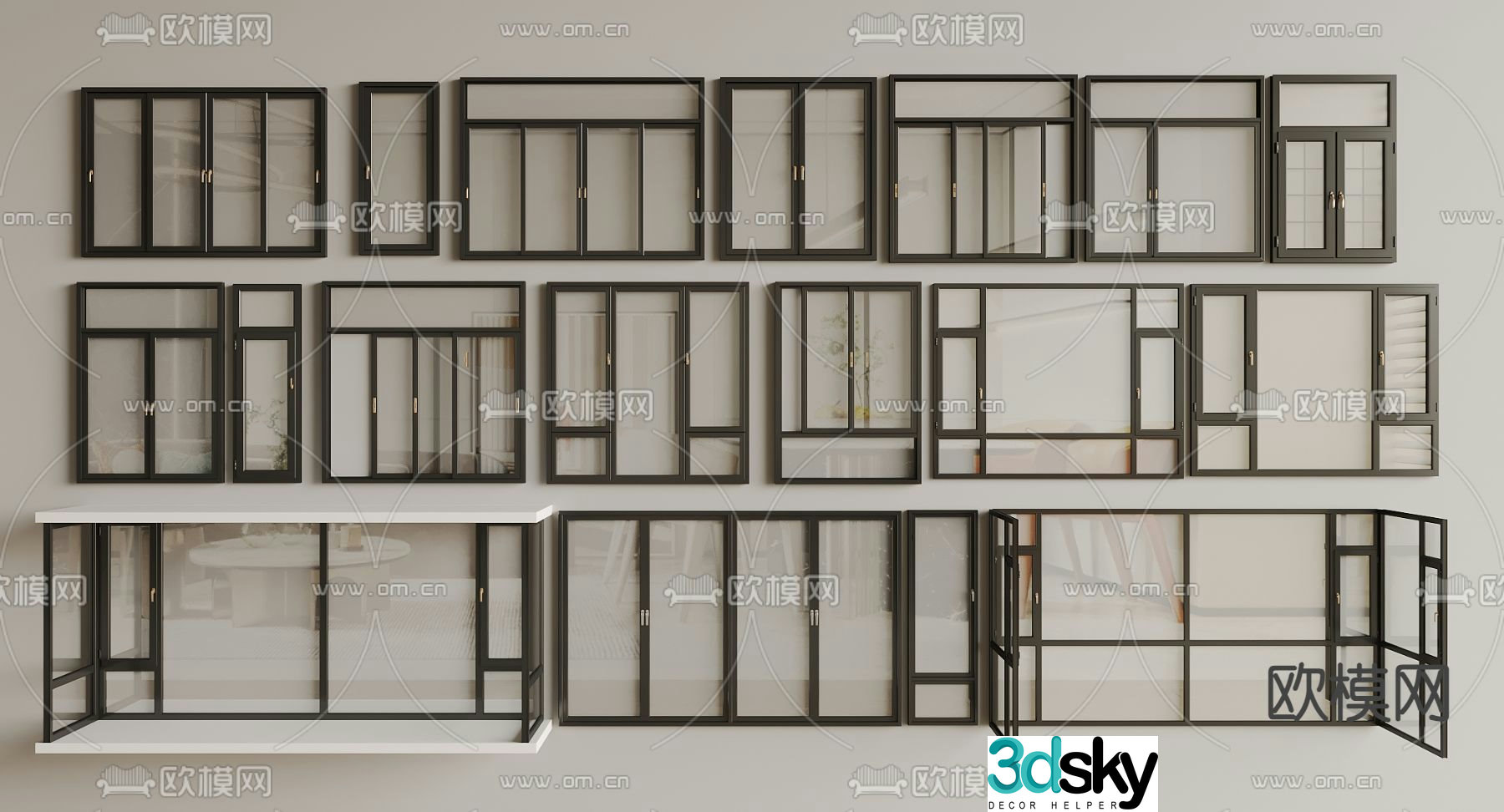 Modern windows casement windows sliding windows bay windows floor-to-ceiling windows 3D model