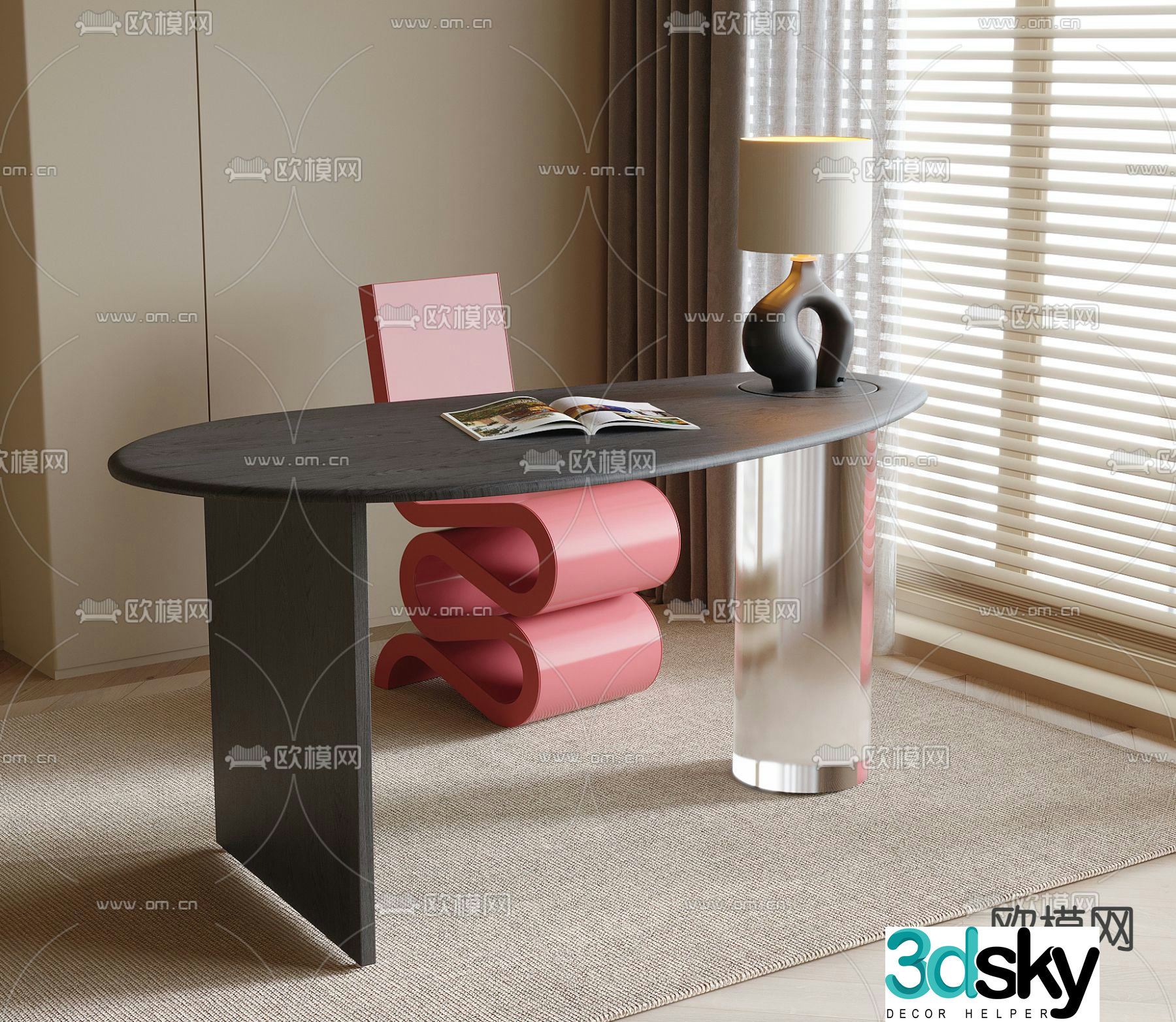 Postmodern desk chair desk 3d model