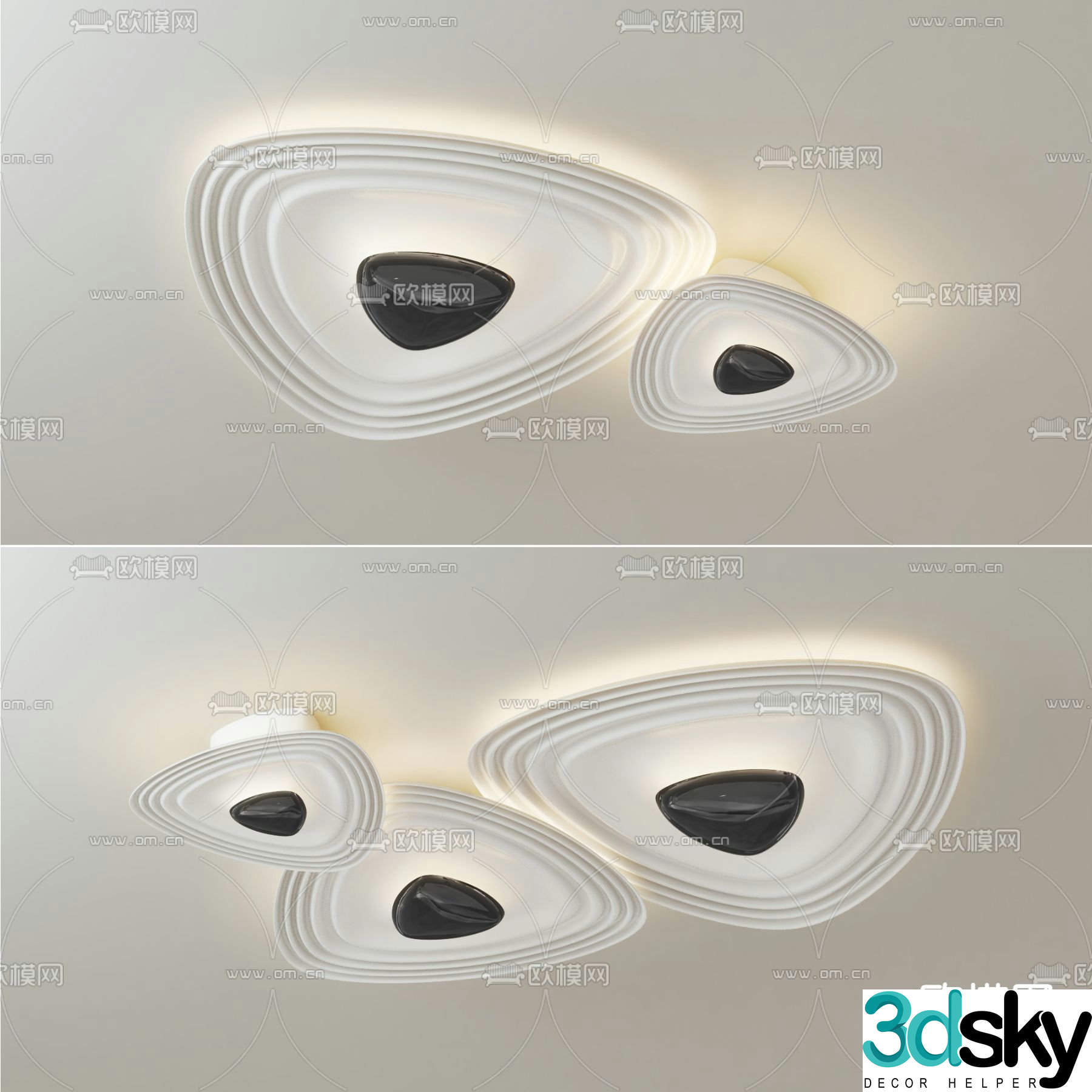 Geometric ceiling lamp bedroom lamp 3d model