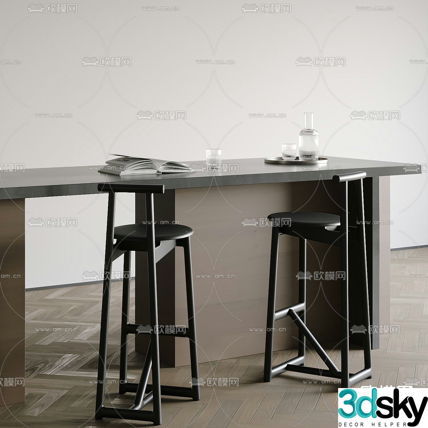 Modern bar chair high chair 3d model