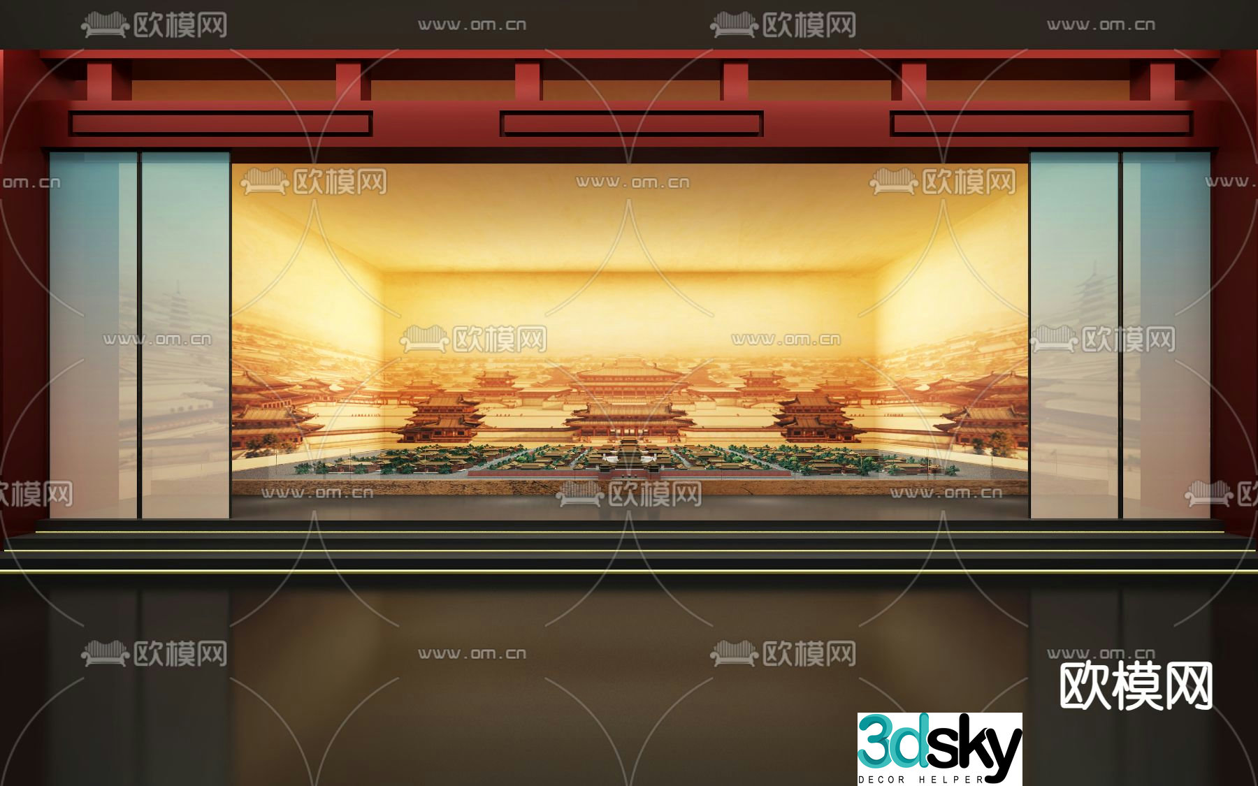 New Chinese-style exhibition hall Forbidden City sand table 3D model