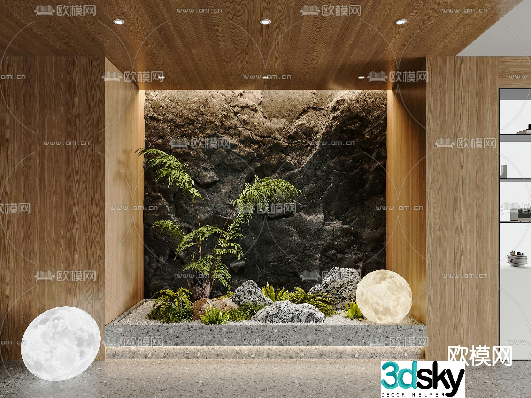 Indoor landscaping rockery landscape 3d model
