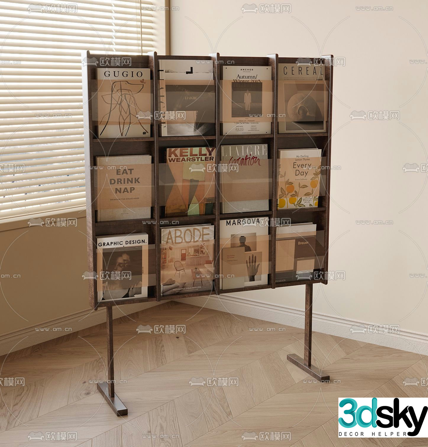 Modern magazine rack store rack magazine book 3d model