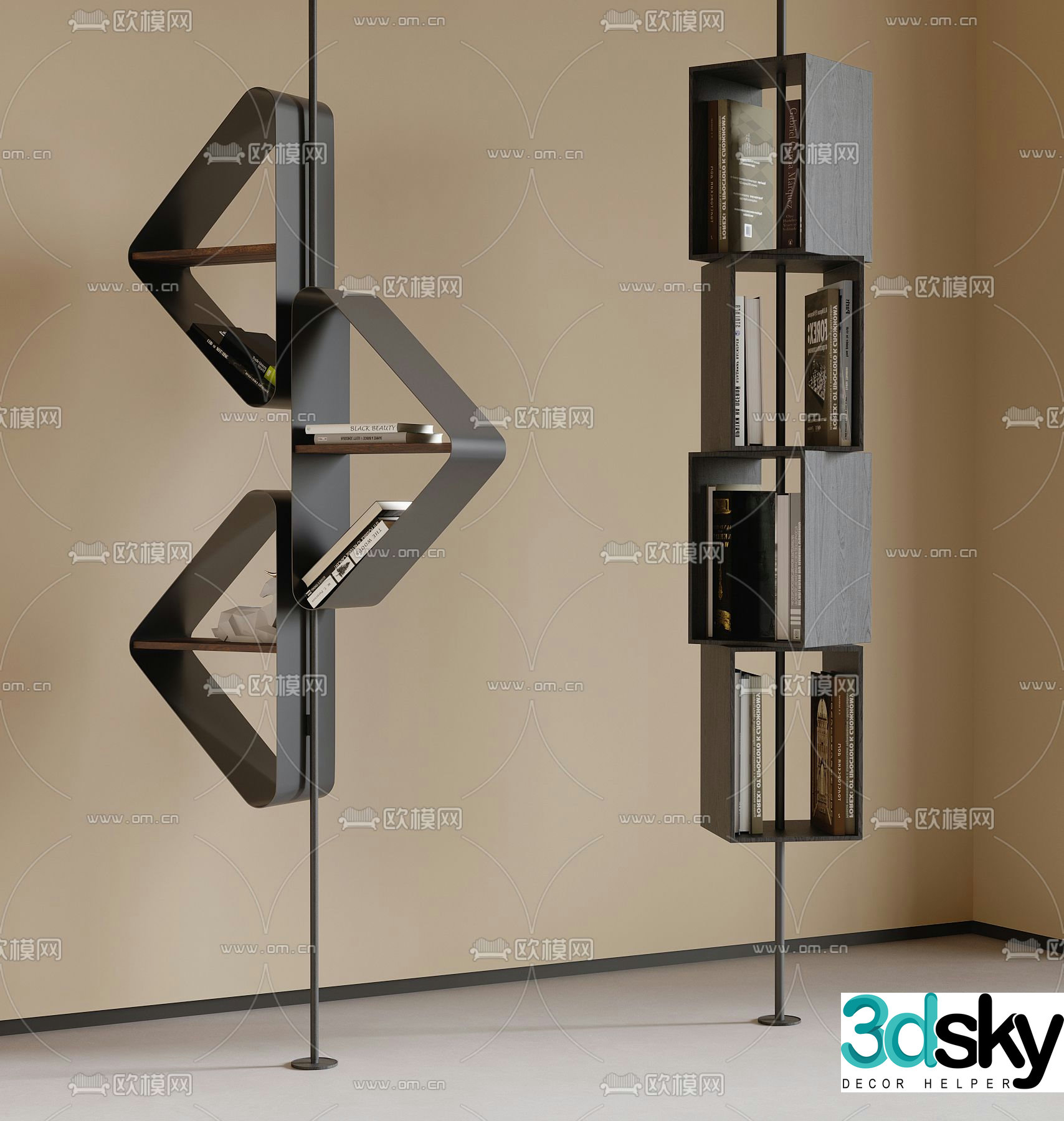 Creative bookshelf storage rack 3d model
