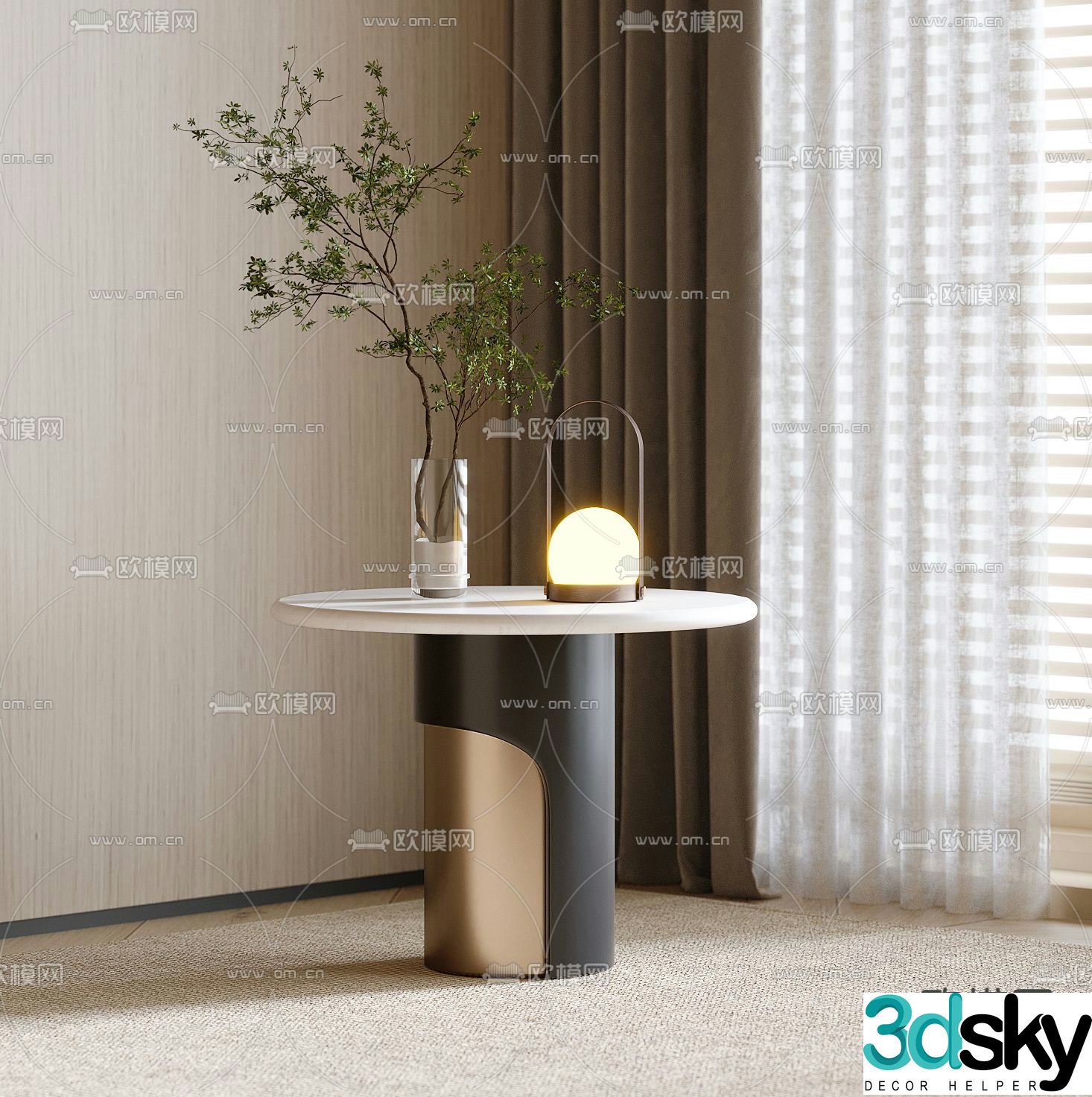 Modern side table corner table round table 3D model