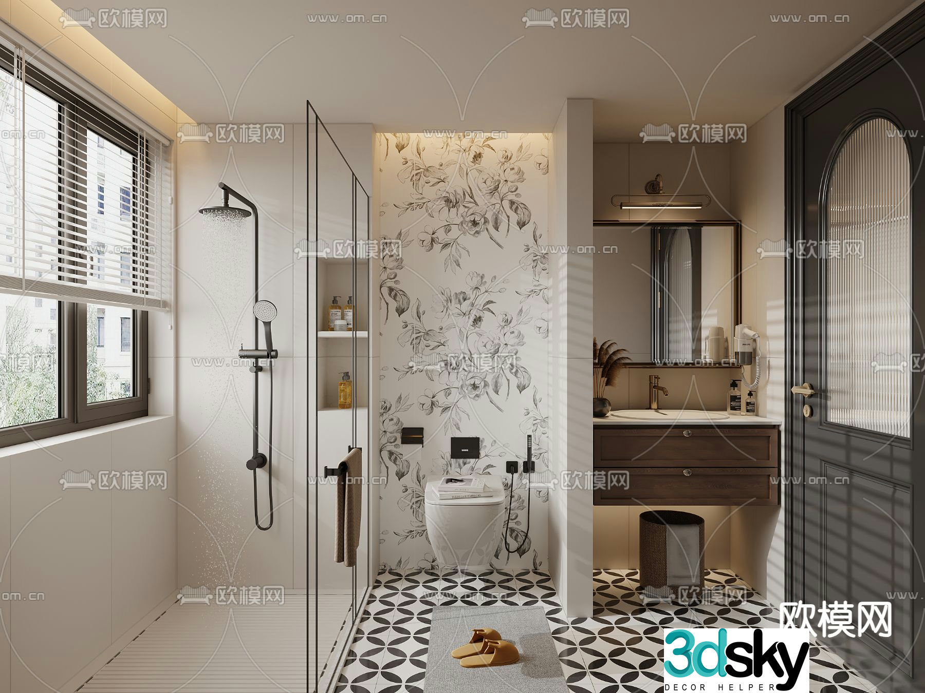 French bathroom bathroom toilet 3d model