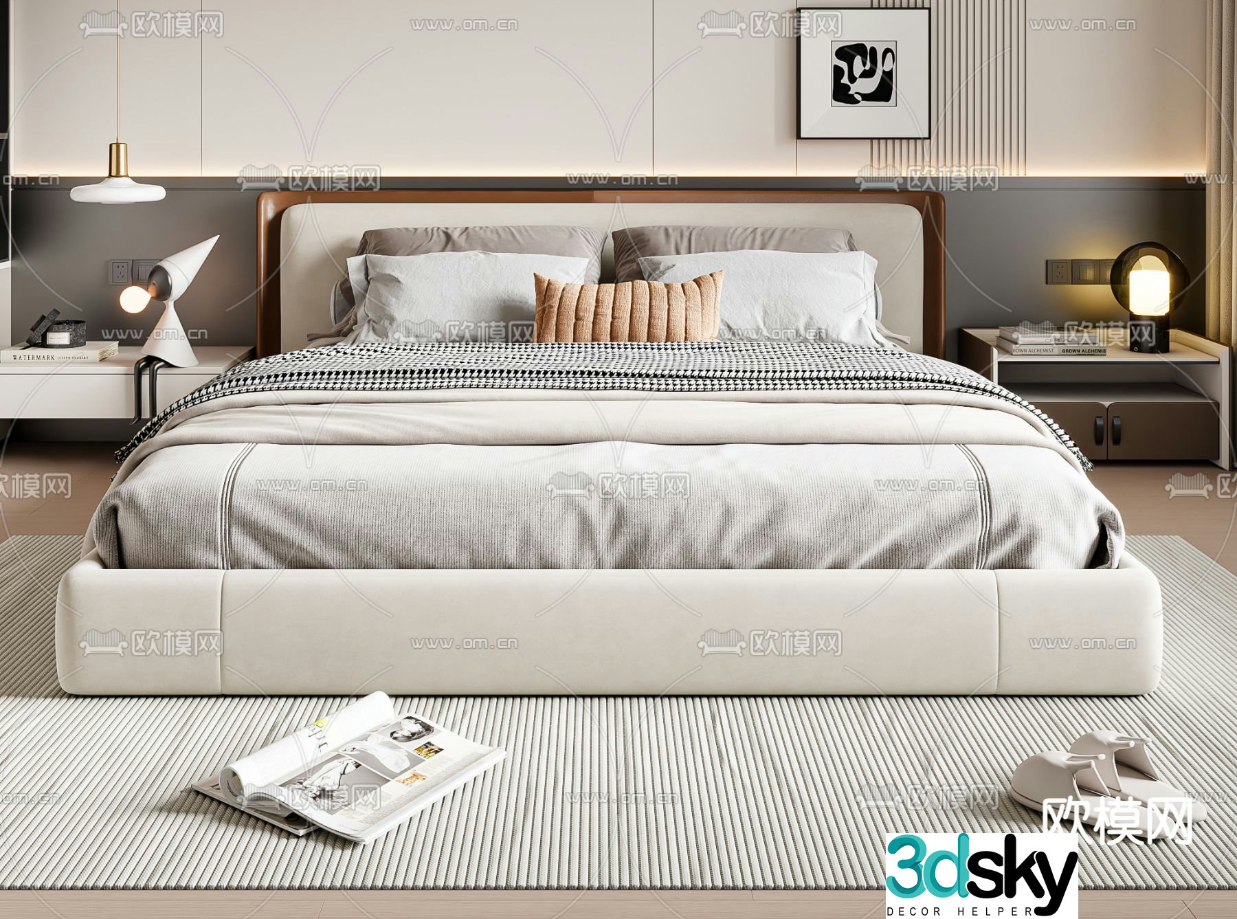 Modern double bed 3d model